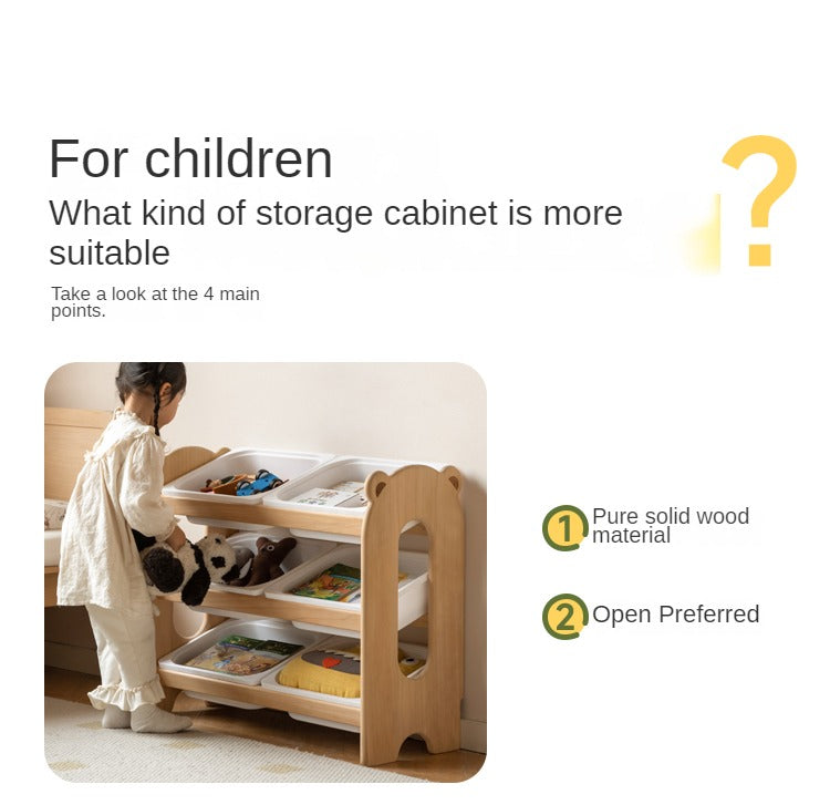 Solid Wood Kids Bookshelf - Poplar Multi-Tier Floor Standing Storage Organizer for Toys, Books & Nursery Decor | Perfect for Playrooms, Bedrooms & Daycares