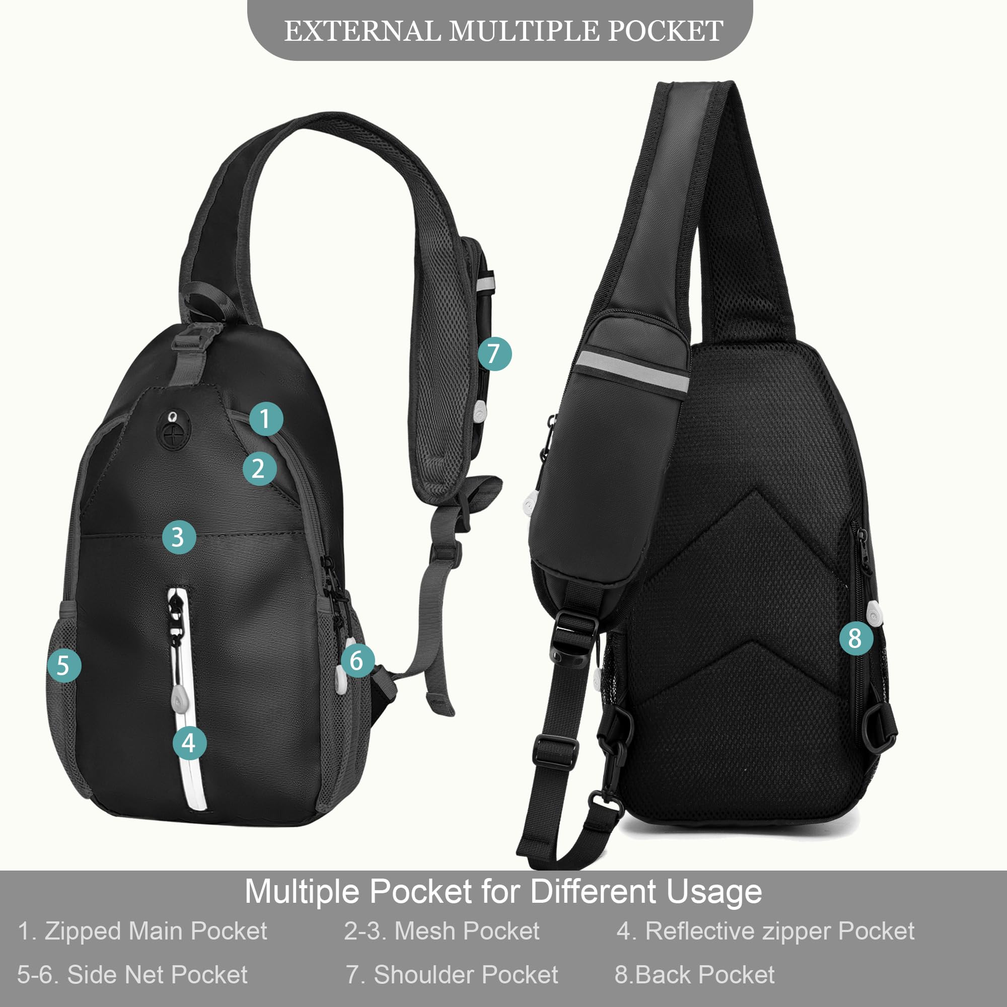 Men's & Women's Sling Bag - Lightweight Crossbody Backpack for Hiking, Travel & Outdoor Adventures | Perfect Chest Daypack for Gym, Commuting & Daily Use