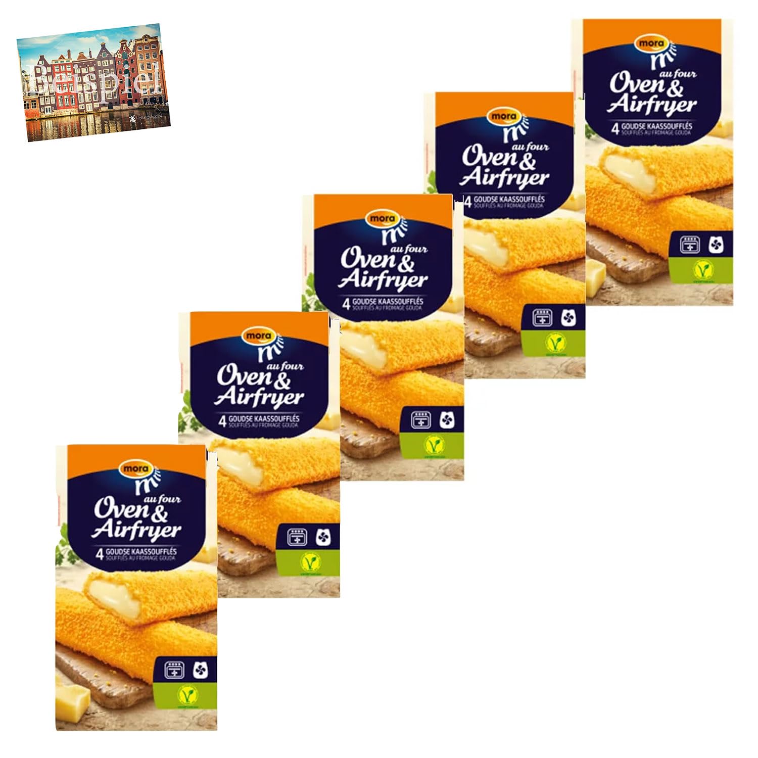5-Pack Mora Kaassouffle Dutch Cheese Soufflés for Oven & Air Fryer | Crispy Cheese-Filled Pastry Snacks | Perfect for Parties, Game Nights & Quick Appetizers
