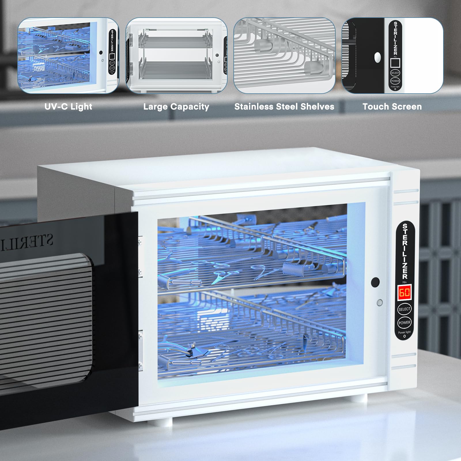 Yofuly 12L Large UV Sterilizer for Nail Tools - Professional Esthetician Equipment, Multi-Functional Nail Cleaning Cabinet with High Capacity - Perfect for Home Use, Barber Shops, Beauty Salons & Spas - Sanitize Manicure/Pedicure Tools, Tattoo Equipment & Beauty Accessories