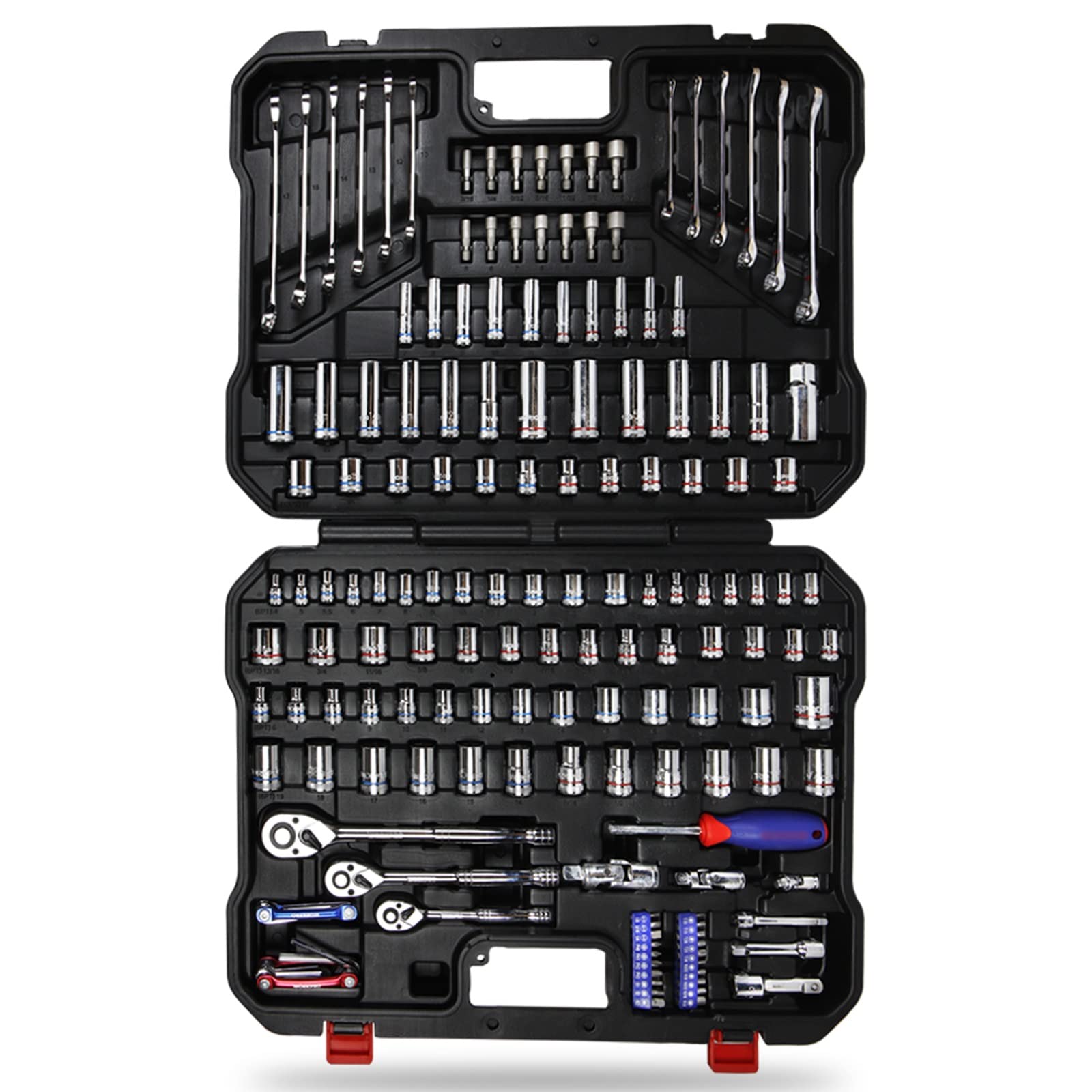 JieLuoTE 164-Piece Professional Mechanics Tool Set with Socket Wrench Kit, Universal Joint Adapter & Torque Wrench - Perfect for Car Repair, Home Maintenance & DIY Automotive Projects