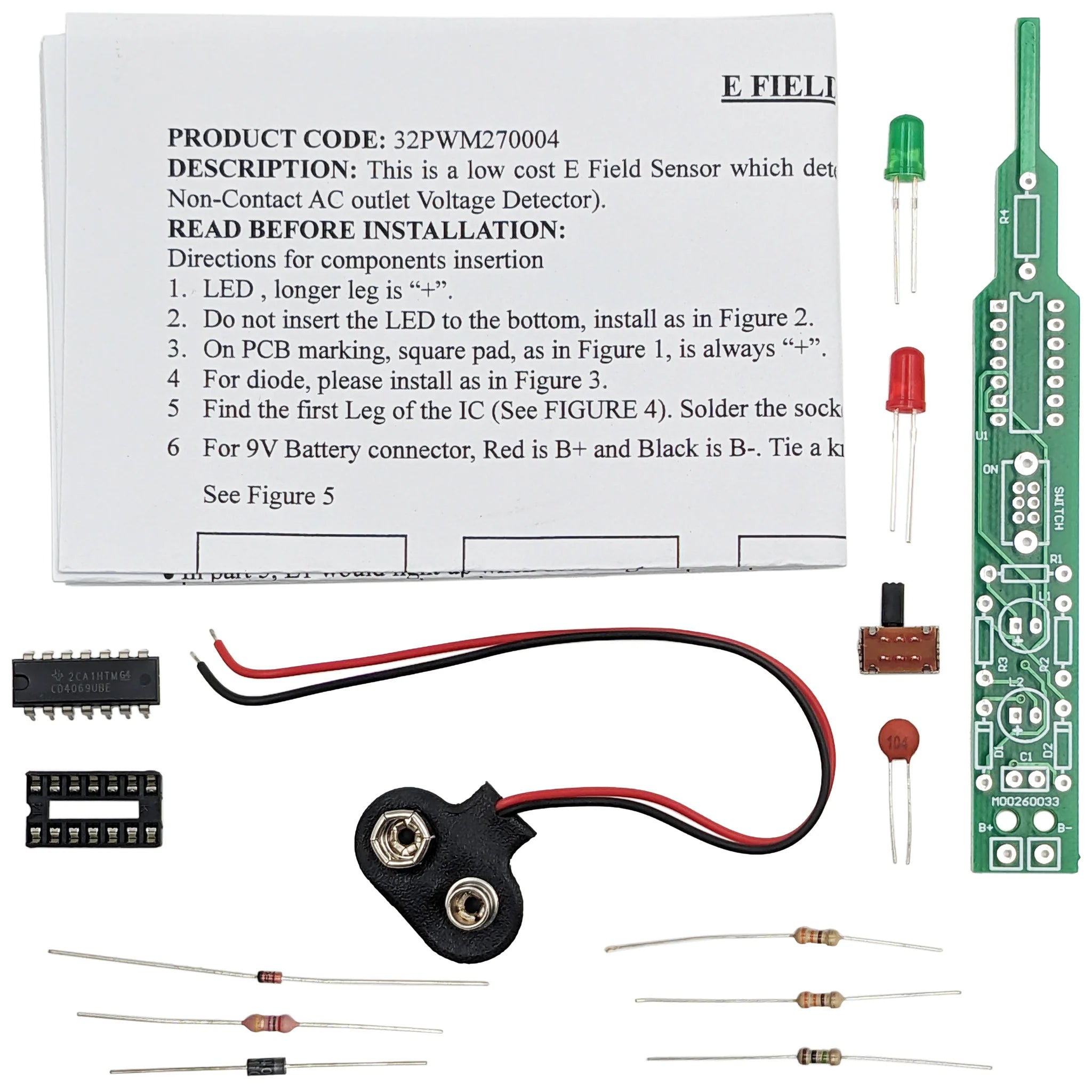 E Field Sensor Soldering Practice Kit - Detect Electromagnetic Waves for DIY Electronics & STEM Learning | Perfect for Students, Engineers & Hobbyists