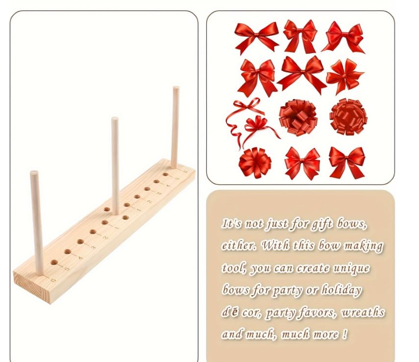 HEEPDD Oak Bow Maker Tool - 3 Long Stick Lightweight Portable DIY Ribbon Bow Maker for Wreaths, Hair Bows & Crafts | Perfect for Gift Wrapping, Party Decorations & Wedding Bouquets