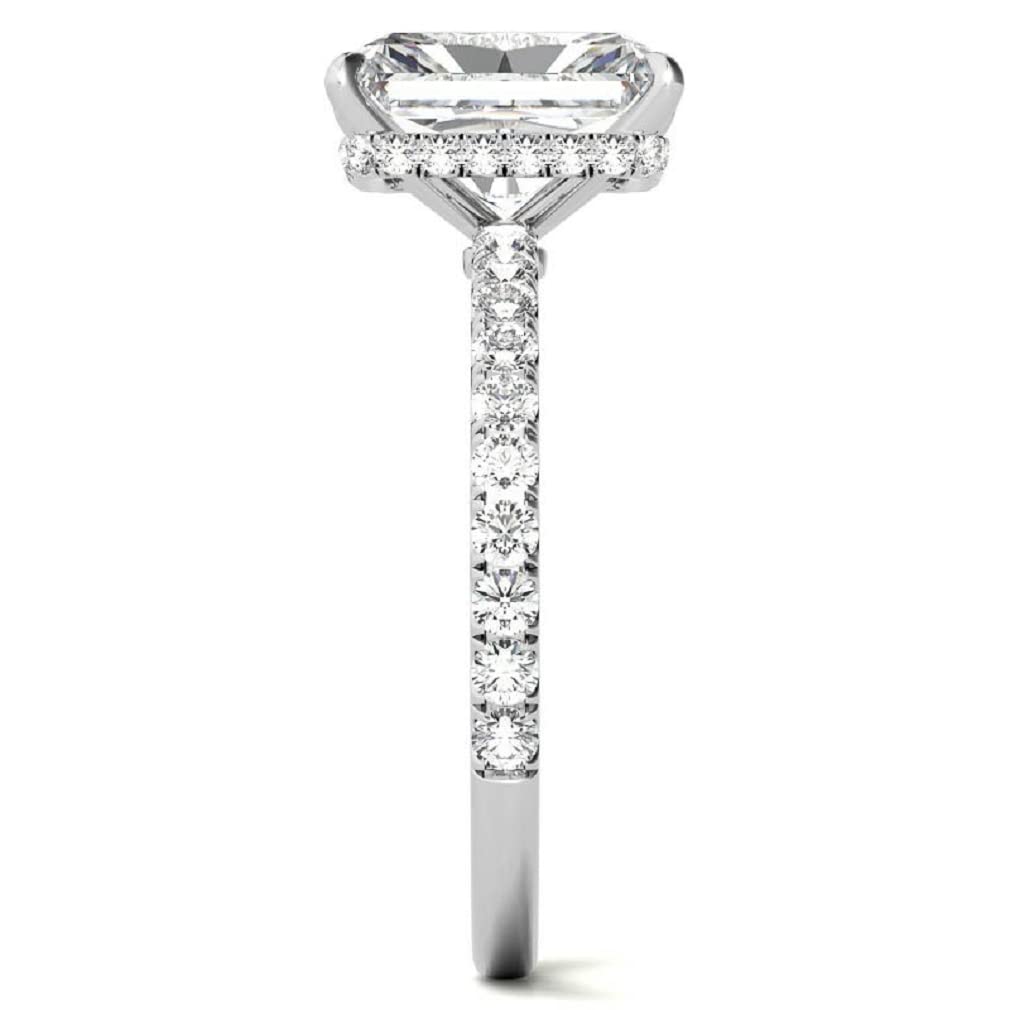 10K Solid White Gold Handmade Engagement Ring for Women - 2.0 CT Emerald Cut Moissanite Diamond Solitaire Wedding Band Set, Bridal Jewelry Gift for Her - Perfect for Proposals, Anniversaries & Special Occasions