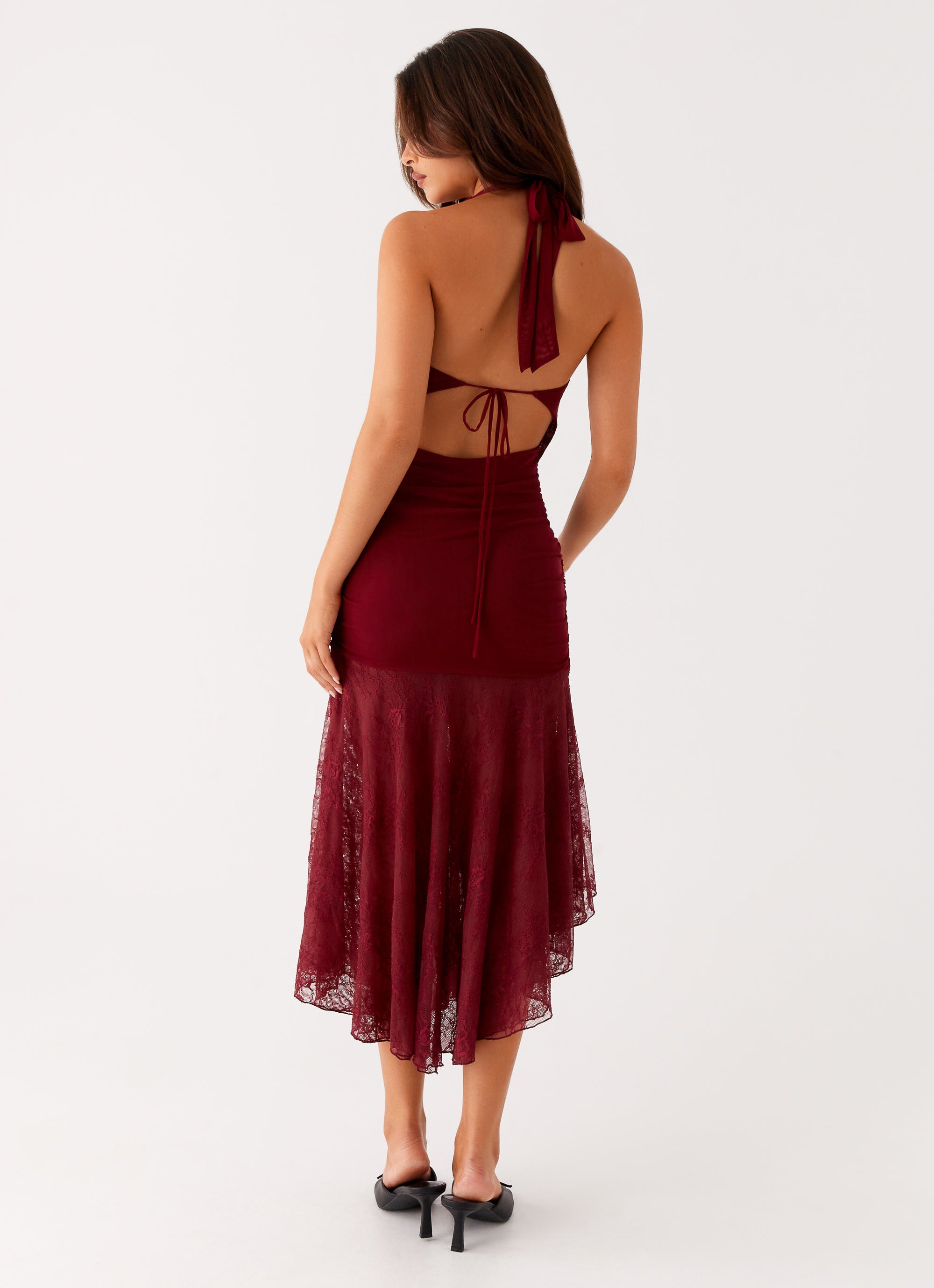 Stylish Burnout Midi Dress in Elegant Maroon - Perfect for Casual Outings, Date Nights & Summer Parties