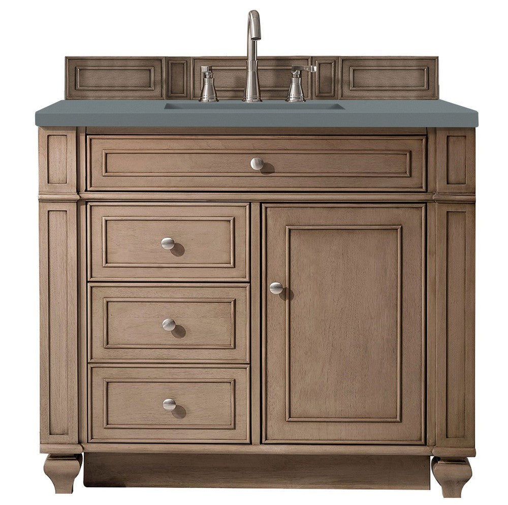 James Martin Vanities Bristol Collection 36 Inch Single Bathroom Vanity in Whitewashed Walnut with Countertop Options - Perfect for Modern Bathroom Renovations and Home Upgrades