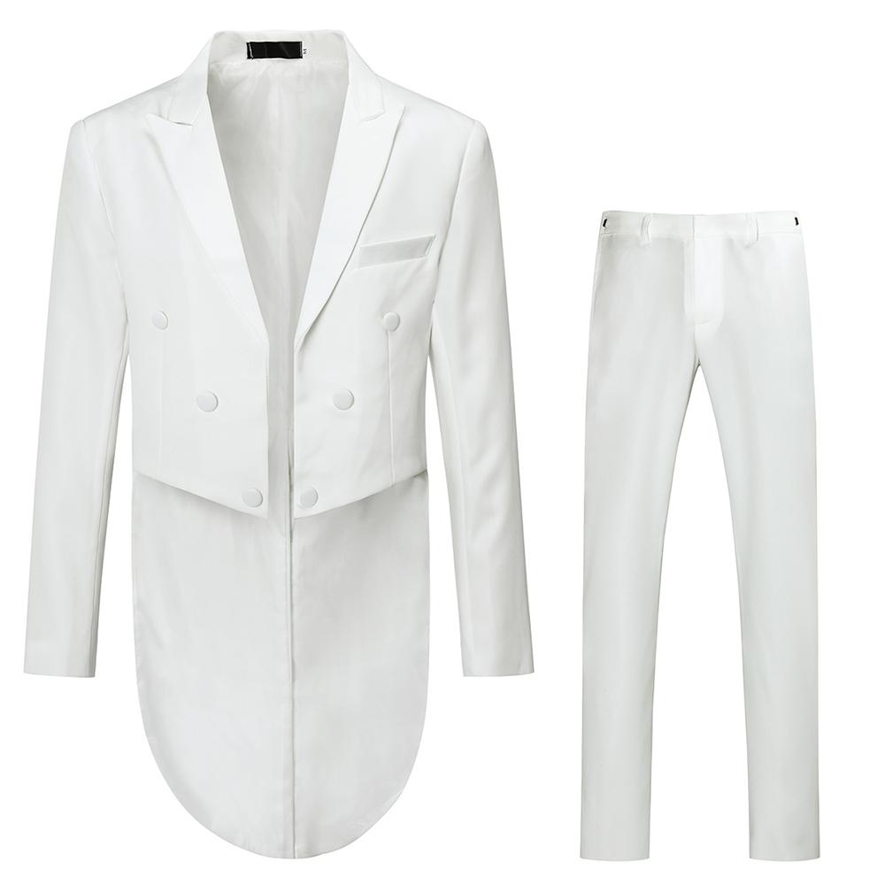 White Swallowtailed 3-Piece Slim Fit Dinner Suit for Men | Formal Tuxedo Set for Weddings, Prom & Black Tie Events