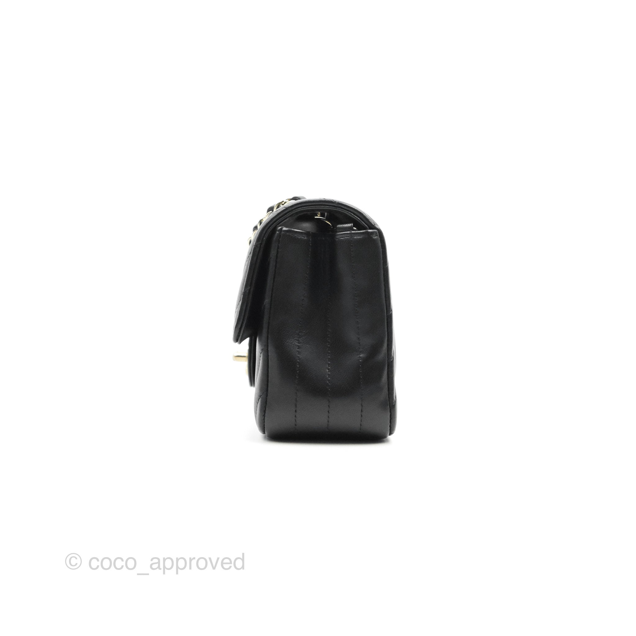 Chanel Chevron Mini Rectangular Flap Bag in Black Lambskin Leather with Gold Hardware - Perfect for Evening Events & Luxury Fashion Accessories