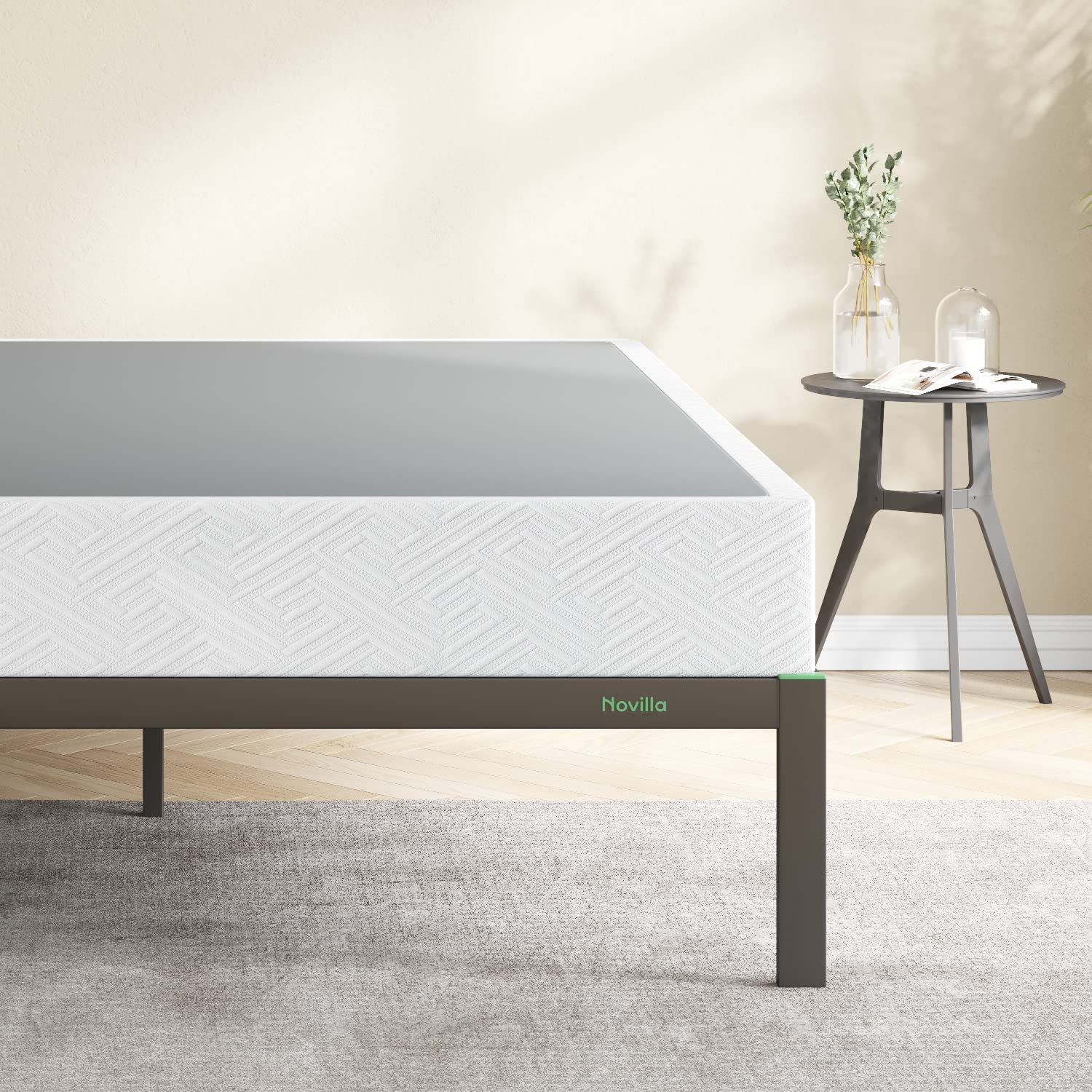 Novilla 8 Inch California King Metal Box Spring - Heavy Duty Mattress Foundation with Extra Strong Support, Non-Slip & Noise-Free Design, Easy Assembly - Perfect for Bedroom, Guest Room & Dormitory Use
