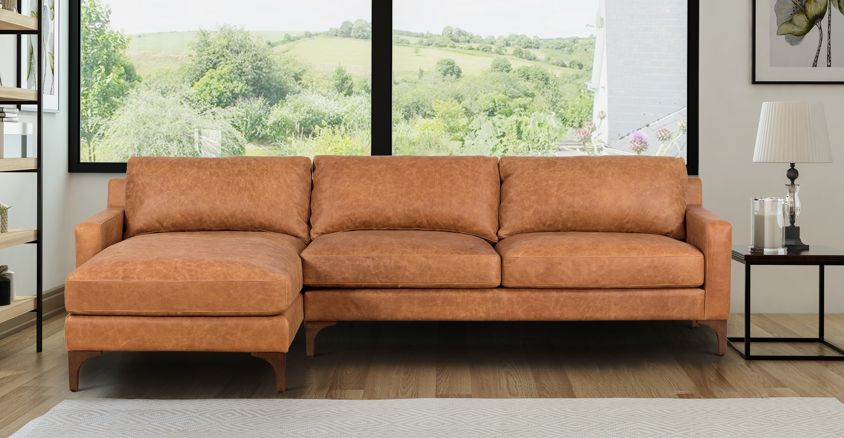 Sorrento Left Facing Sectional Sofa - Modern L-Shaped Couch with Chaise Lounge for Living Room, Family Room & Home Theater - Comfortable Fabric Upholstery Sectional Sofa Set