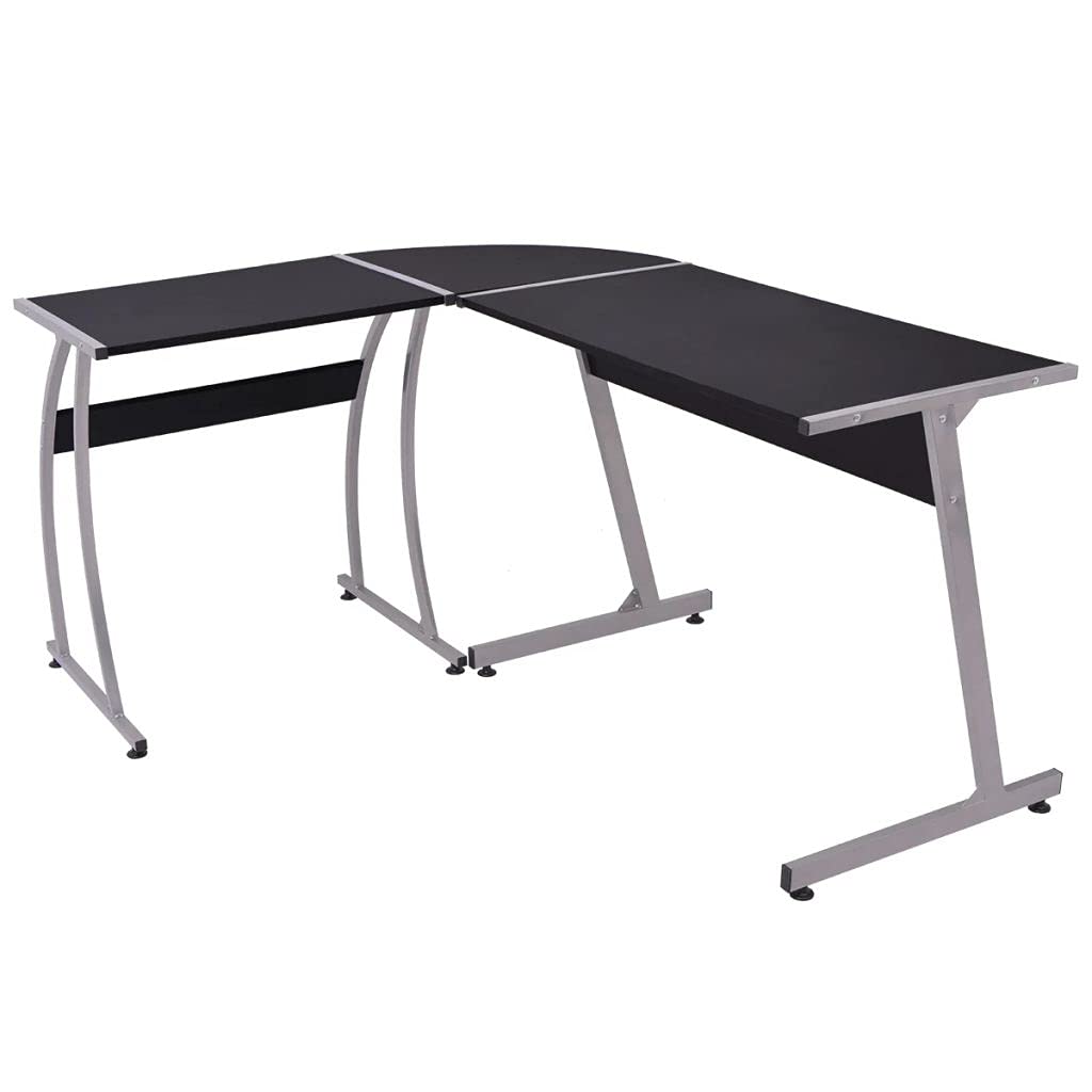 L-Shaped Corner Desk for Home Office, Computer Desk with Storage, Study Writing Desk for Kids & Students, Black - Perfect for Small Spaces & Remote Work