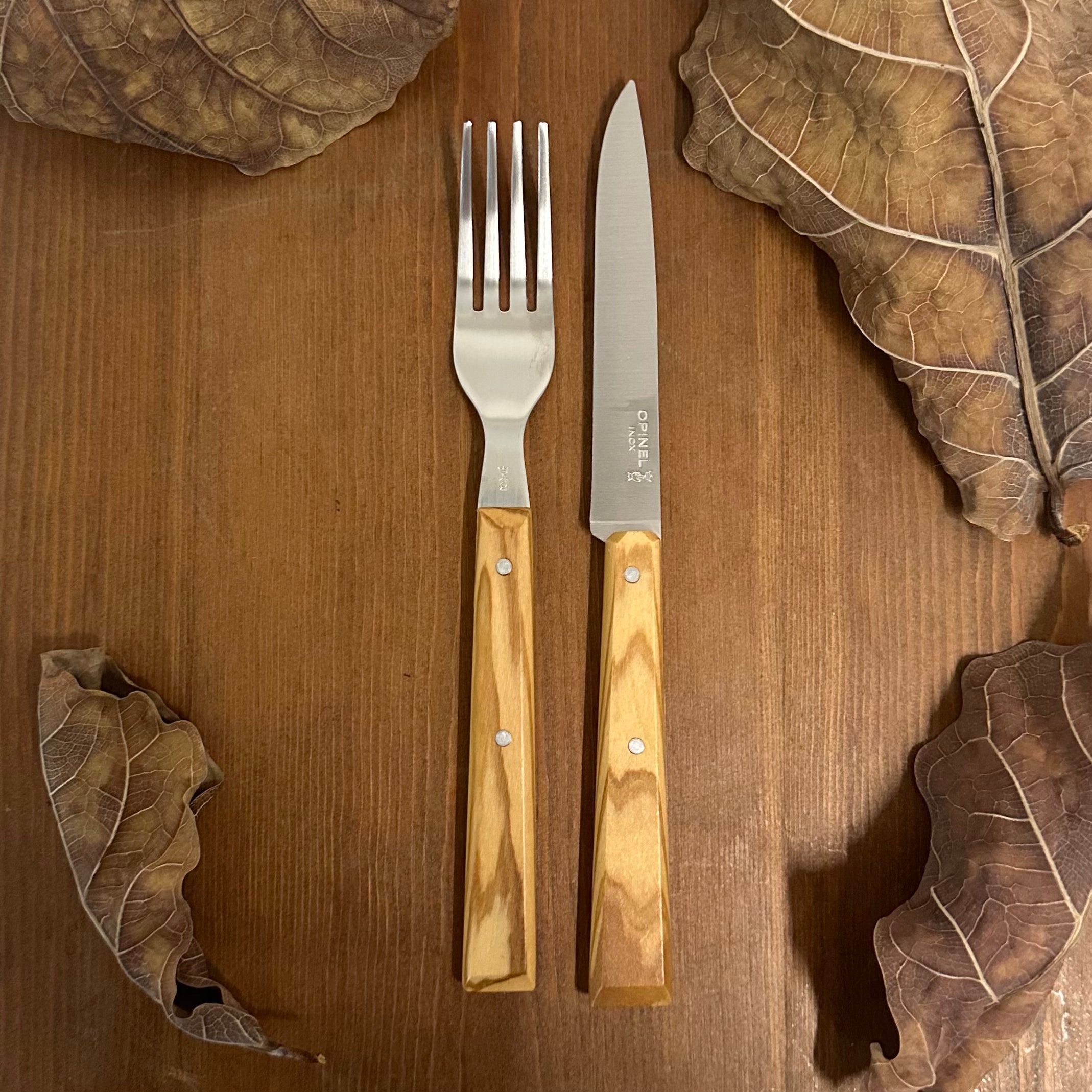 Opinel 8-Piece Box Set - Stainless Steel Forks & Knives for Camping, Picnics, and Outdoor Dining