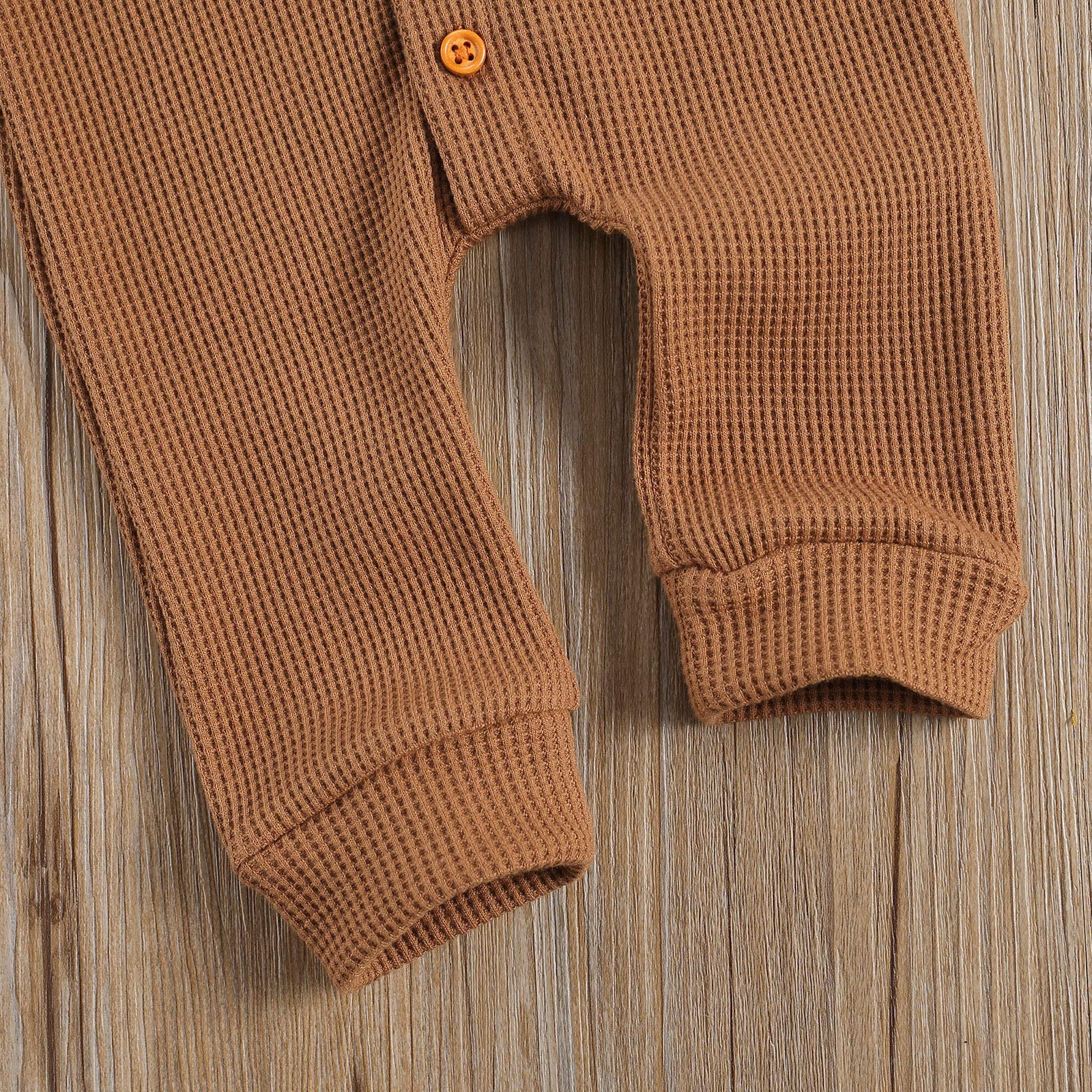 Ynibbim Winter Newborn Baby Romper - Unisex Hooded Jumpsuit with Waffle Cotton & Button Closure - Cozy Outfit for Infants Boys & Girls - Perfect for Family Photos, Holiday Gifts & Winter Outings