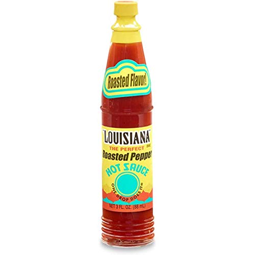 Louisiana Brand Roasted Pepper Hot Sauce - 3 oz Bottle (Pack of 4) | Spicy & Flavorful Pepper Sauce for Tacos, Wings, Burgers & BBQ | Made with Premium Roasted Peppers
