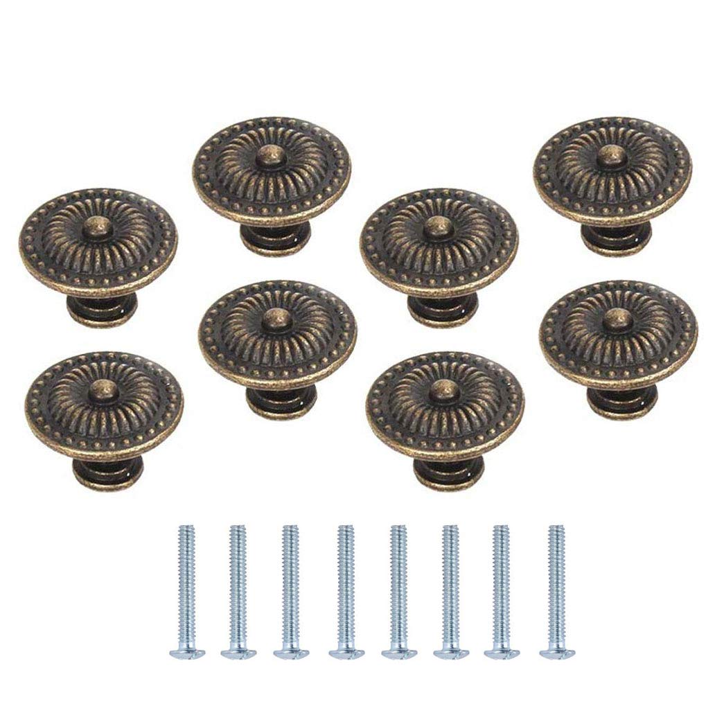 8Pcs Vintage Bronze Kitchen Cabinet Pulls - 24mm Small Drawer Knobs & Handles for Dresser, Cupboard, Wardrobe - Perfect for Farmhouse, Rustic & Antique Home Decor