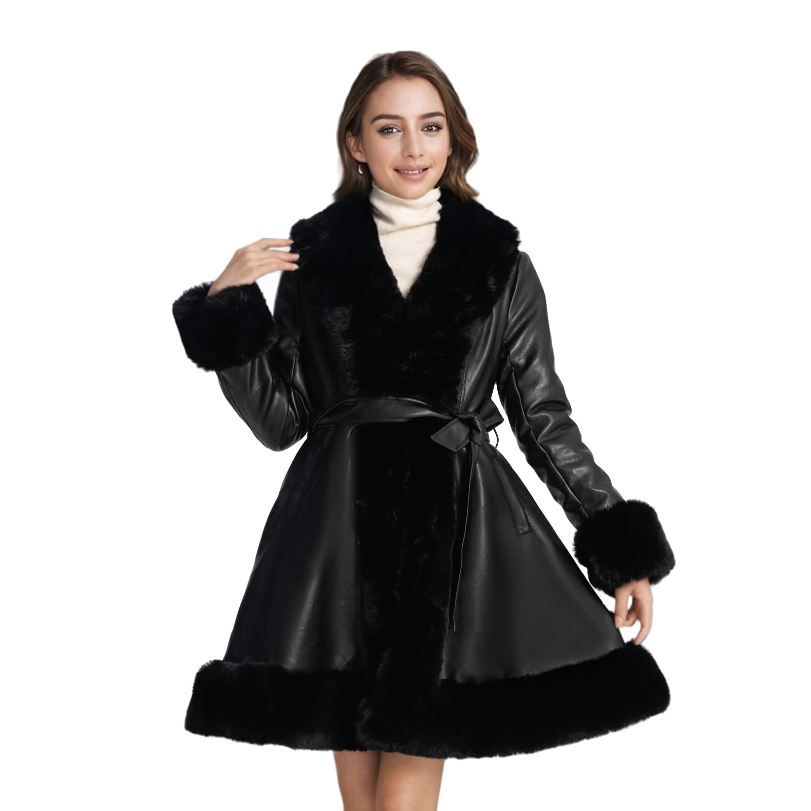 Women's Winter Faux Fur Coats & Faux Fur Leather Jackets - Warm Stylish Outerwear for Cold Weather, Parties & Holiday Outfits