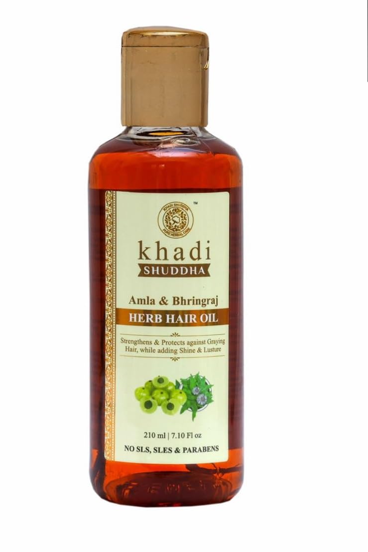 KHADI SUDDHA Amla Bhringraj Hair Oil - 210ml | Sulfate & Paraben Free | Ayurvedic Hair Growth Treatment | For Dry, Damaged Hair & Scalp Care