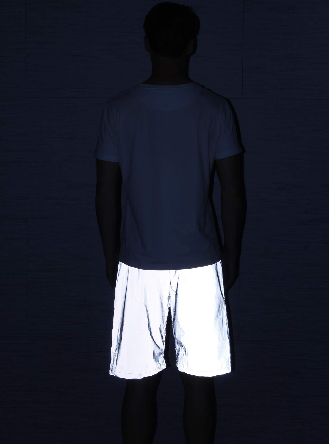 LZLRUN Men's Reflective Running Shorts - High Visibility Fluorescent Jogging Pants for Night Workouts & Outdoor Sports - Perfect for Evening Jogging, Cycling, and Gym Training