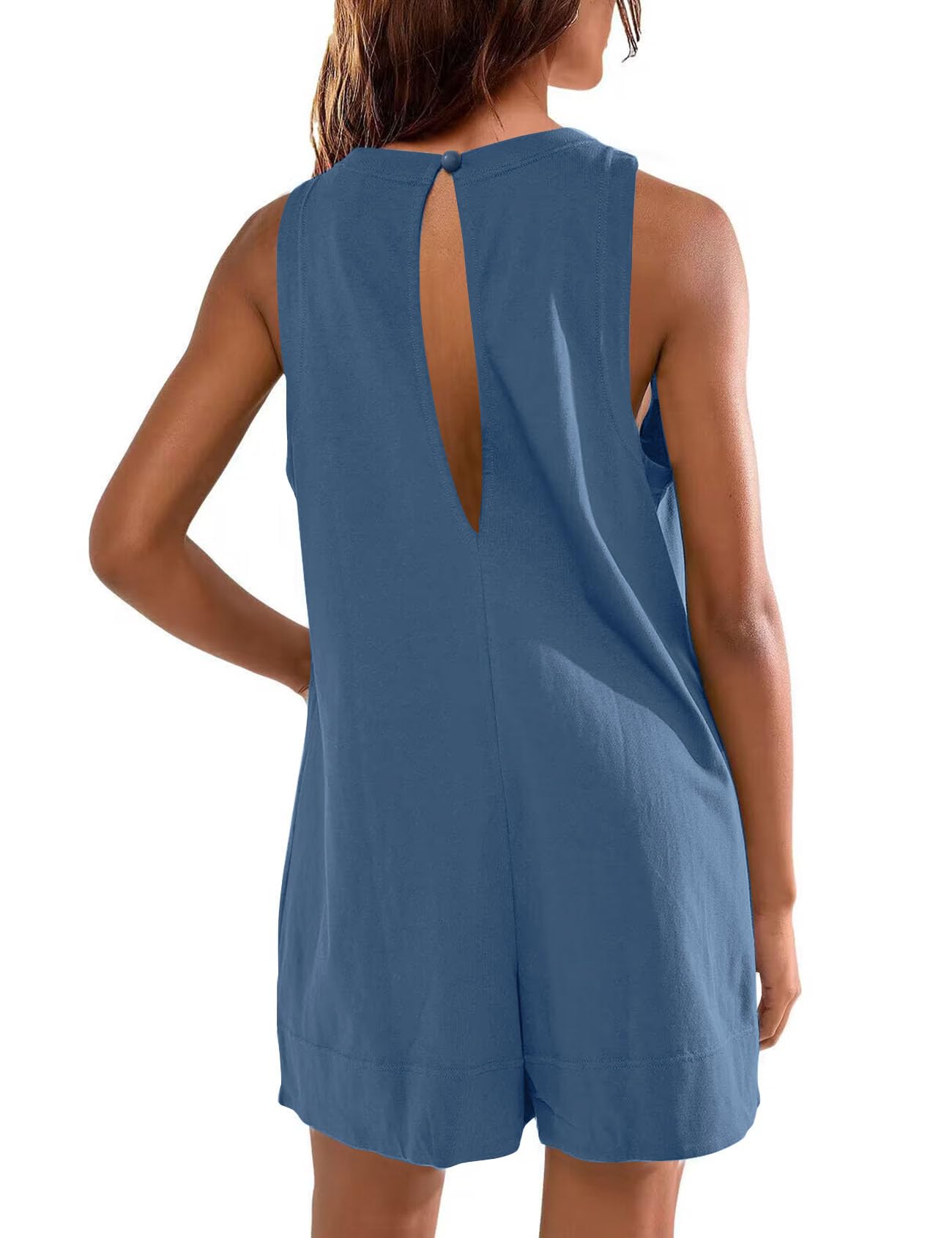 Flygo Women's Romper - Sleeveless Jumpsuit with Pockets for Summer 2024 | Casual Outfit & Beach Wear