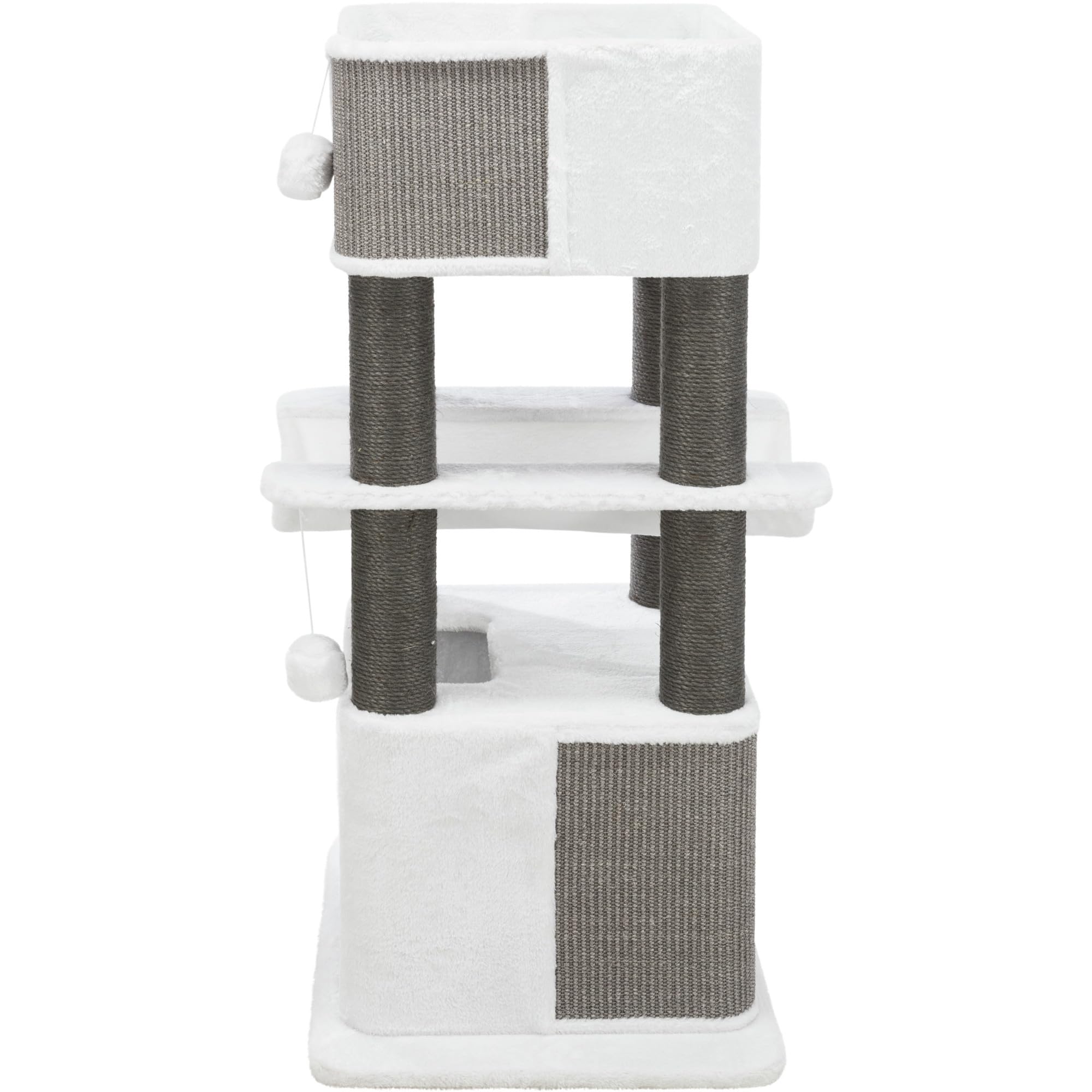 TRIXIE Lucano XXL 43-inch Cat Tower with Sisal Scratching Posts, Plush Condo & Cushions - Gray Cat Tree with Dangling Toys for Indoor Cats | Perfect for Play, Rest & Scratching in Home or Office