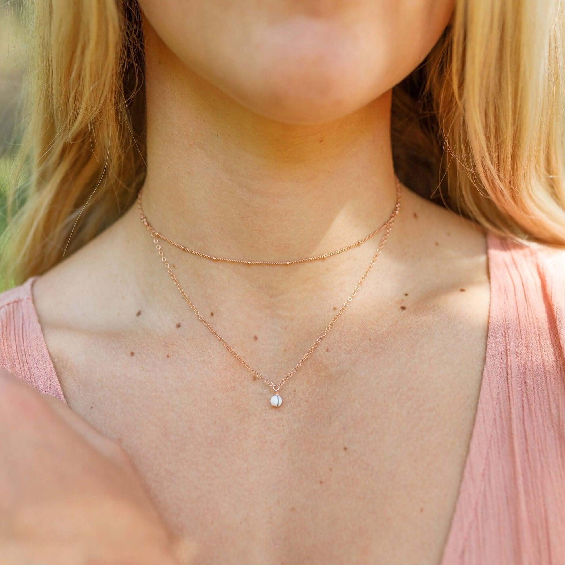 White Howlite Gemstone Layered Choker Necklace - Dainty Chain Necklace for Women, Boho Jewelry Gift for Her | Perfect for Yoga, Meditation & Spiritual Healing
