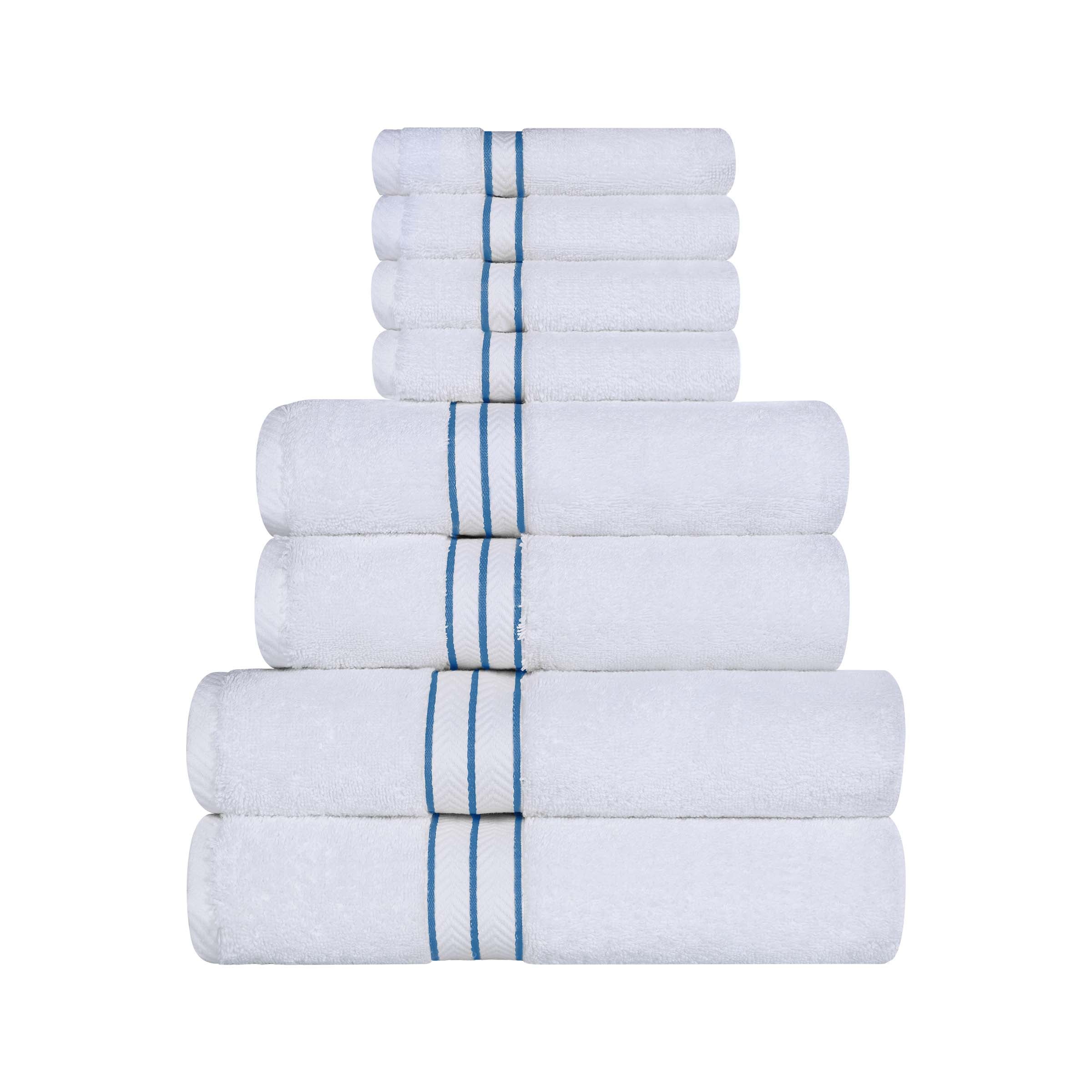 Premium Turkish Cotton 8-Piece Ultra Plush Bath Towel Set - Super Absorbent, Soft & Luxurious for Spa, Bathroom, and Beach Use