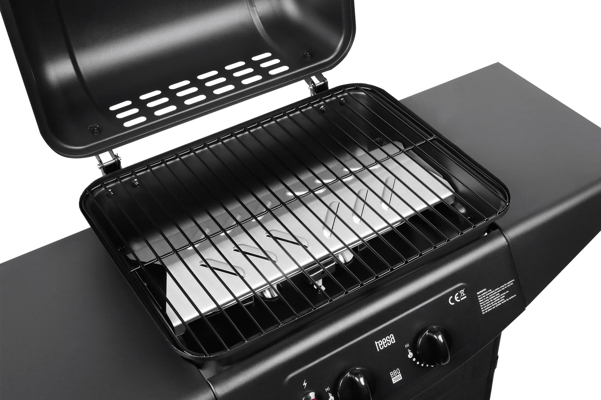 Teesa BBQ 2000 TSA0080 2-Burner Gas Grill Black 38.6 x 17.3 x 39.4 Inches for Outdoor Cooking, Backyard Parties & Camping
