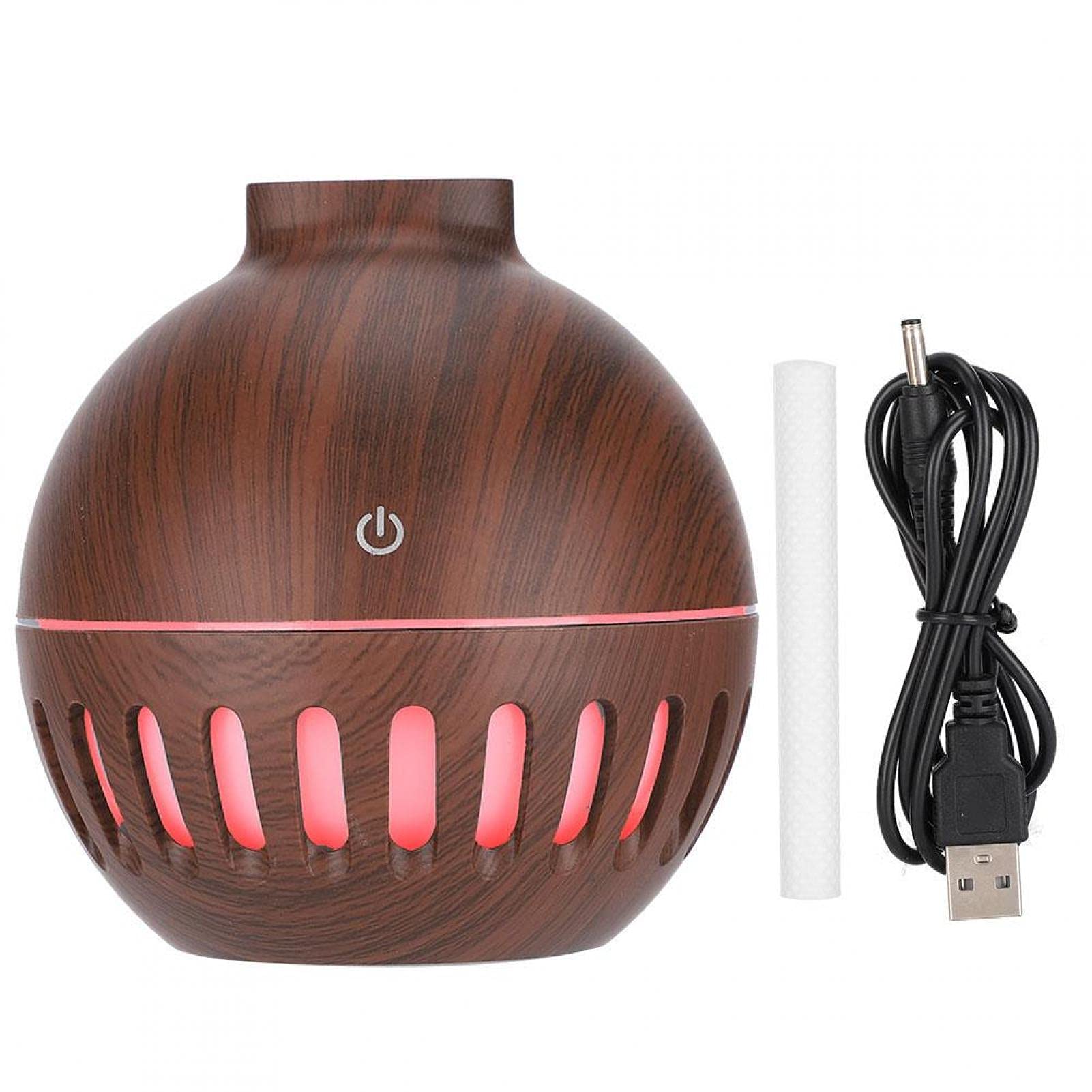FILFEEL 3-in-1 USB Desktop Humidifier & Essential Oil Diffuser with Night Light - 130ml Cool Mist Humidifier for Home, Bedroom, Office (Dark Wood Grain) | Perfect for Dry Air Relief, Aromatherapy & Sleep Aid