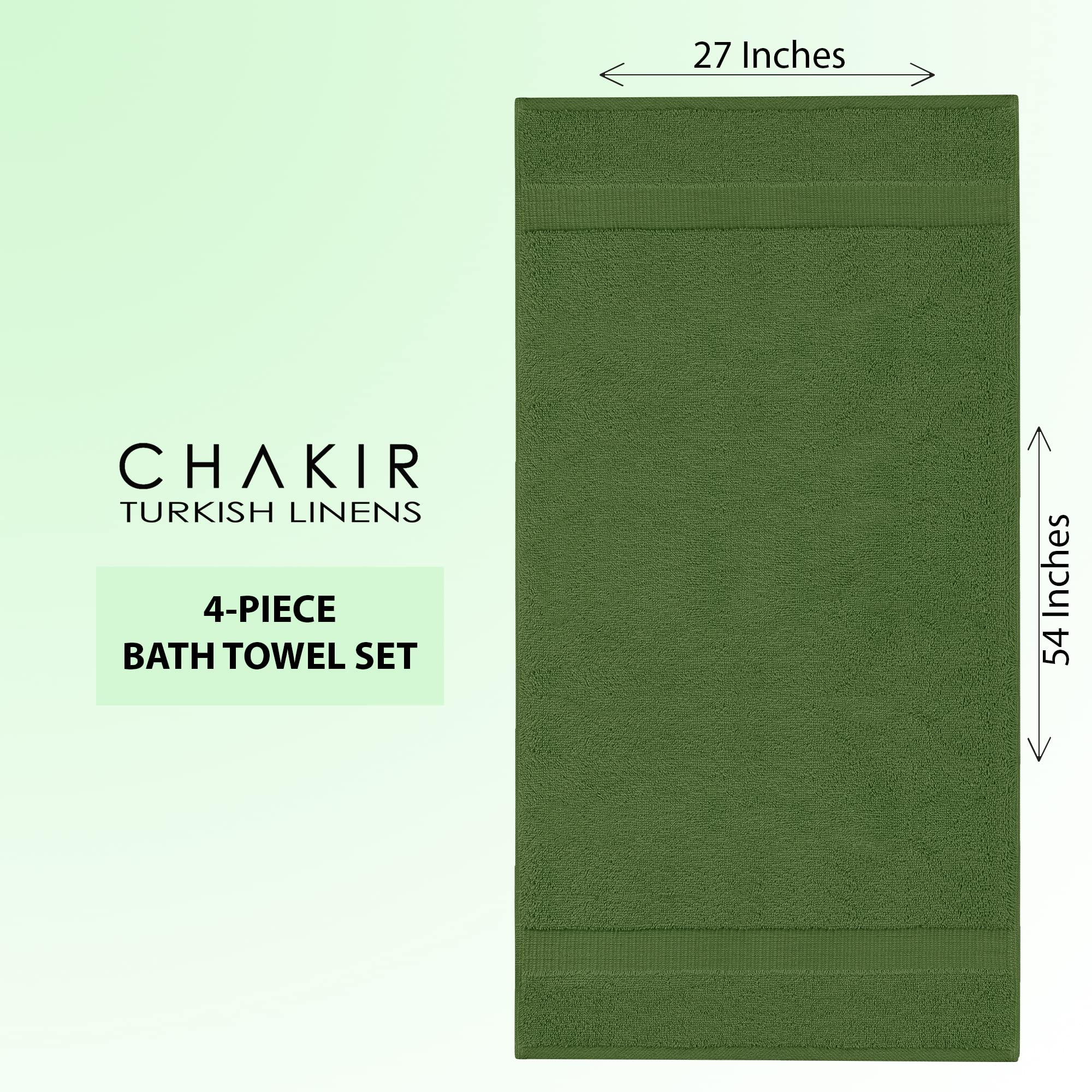 Premium 100% Cotton Turkish Bath Towels Set of 4 - Soft & Absorbent 27