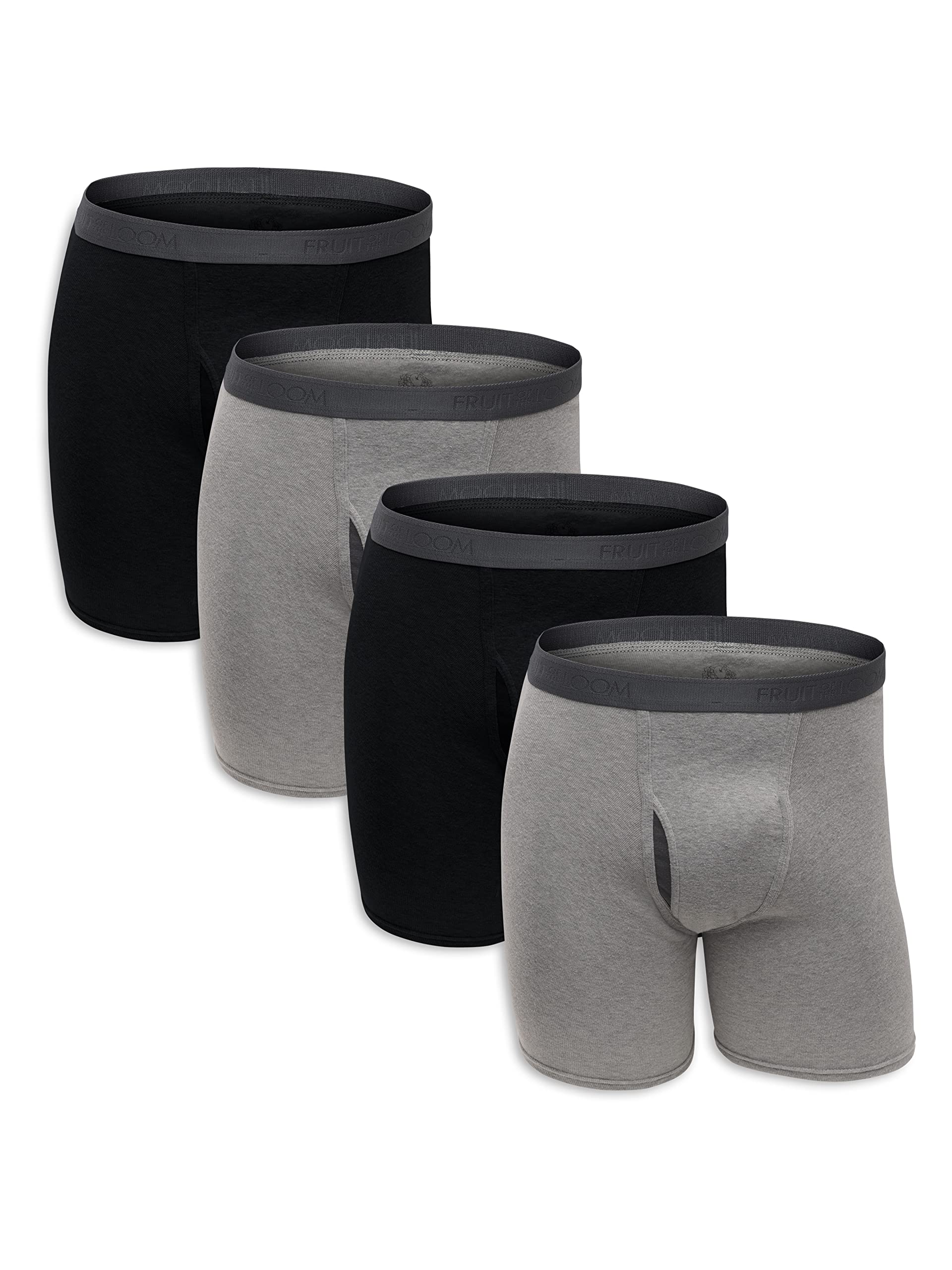 Fruit of the Loom Men's Premium Tag-Free Cotton Underwear - Breathable & Comfortable Boxer Briefs for Regular & Big & Tall Sizes - Perfect for Everyday Wear, Workouts & Lounge