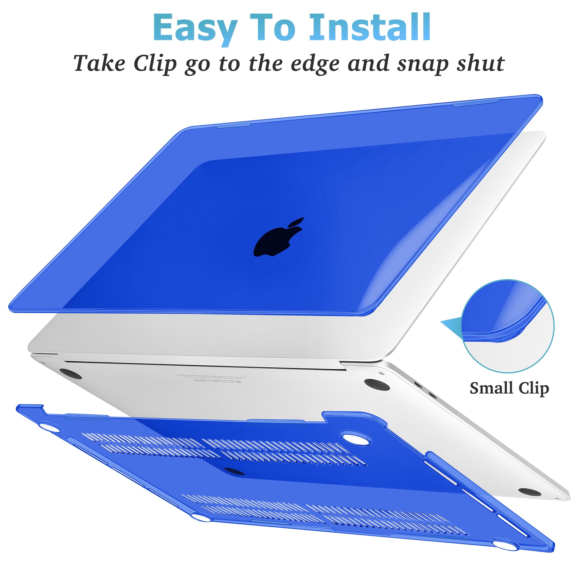 **Mektron Clear Hard Shell Case for MacBook Pro 13 inch (2020-2022 Models A2338 M2/M1 A2289 A2251) - Protective Cover with Touch Bar & Touch ID - A-Dark Blue - Perfect for Work, Travel & School**