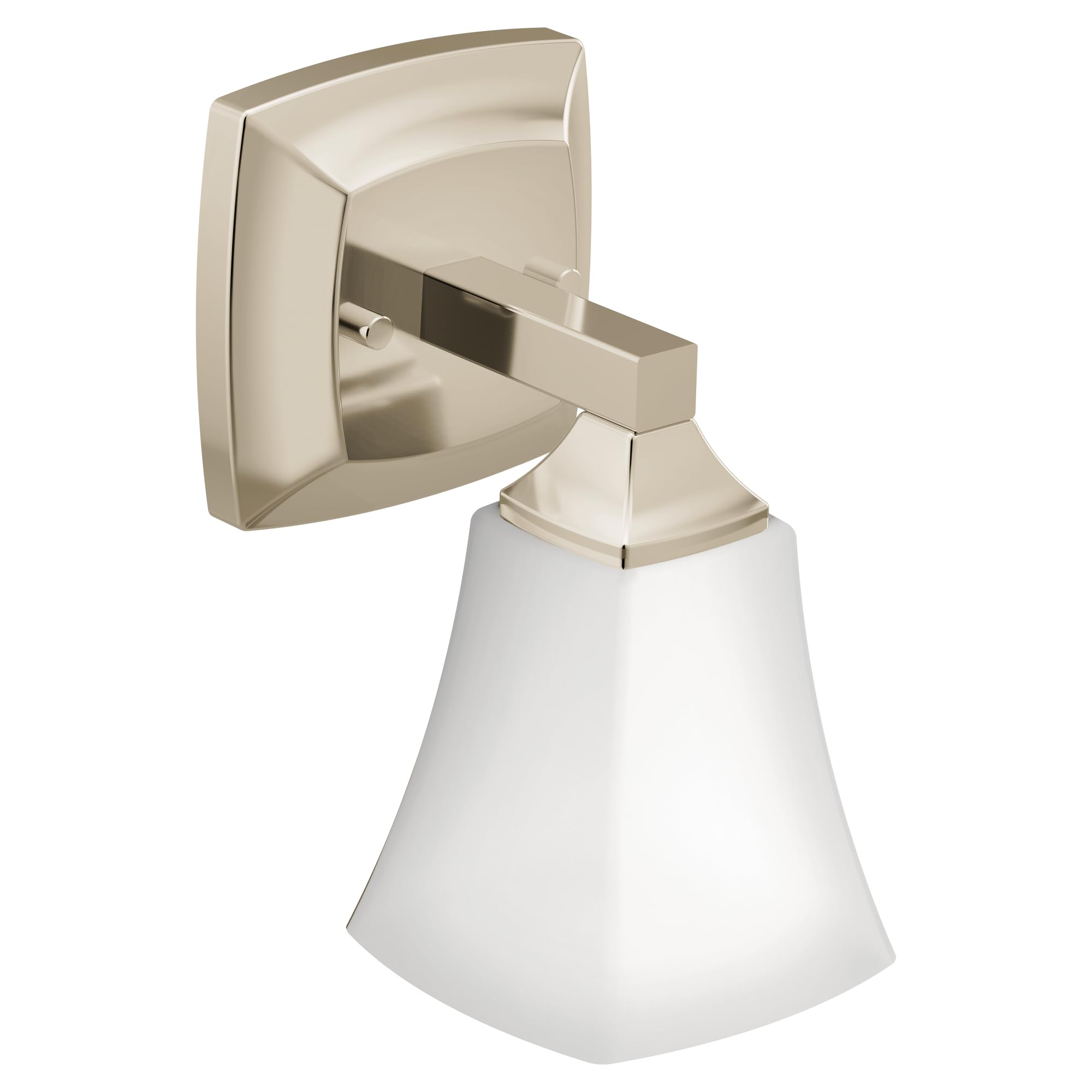 Moen YB5161NL Voss 1-Light Bathroom Vanity Light Fixture - Dual Mount, Frosted Glass Shade, Polished Nickel Finish - Perfect for Modern Bathrooms & Powder Rooms