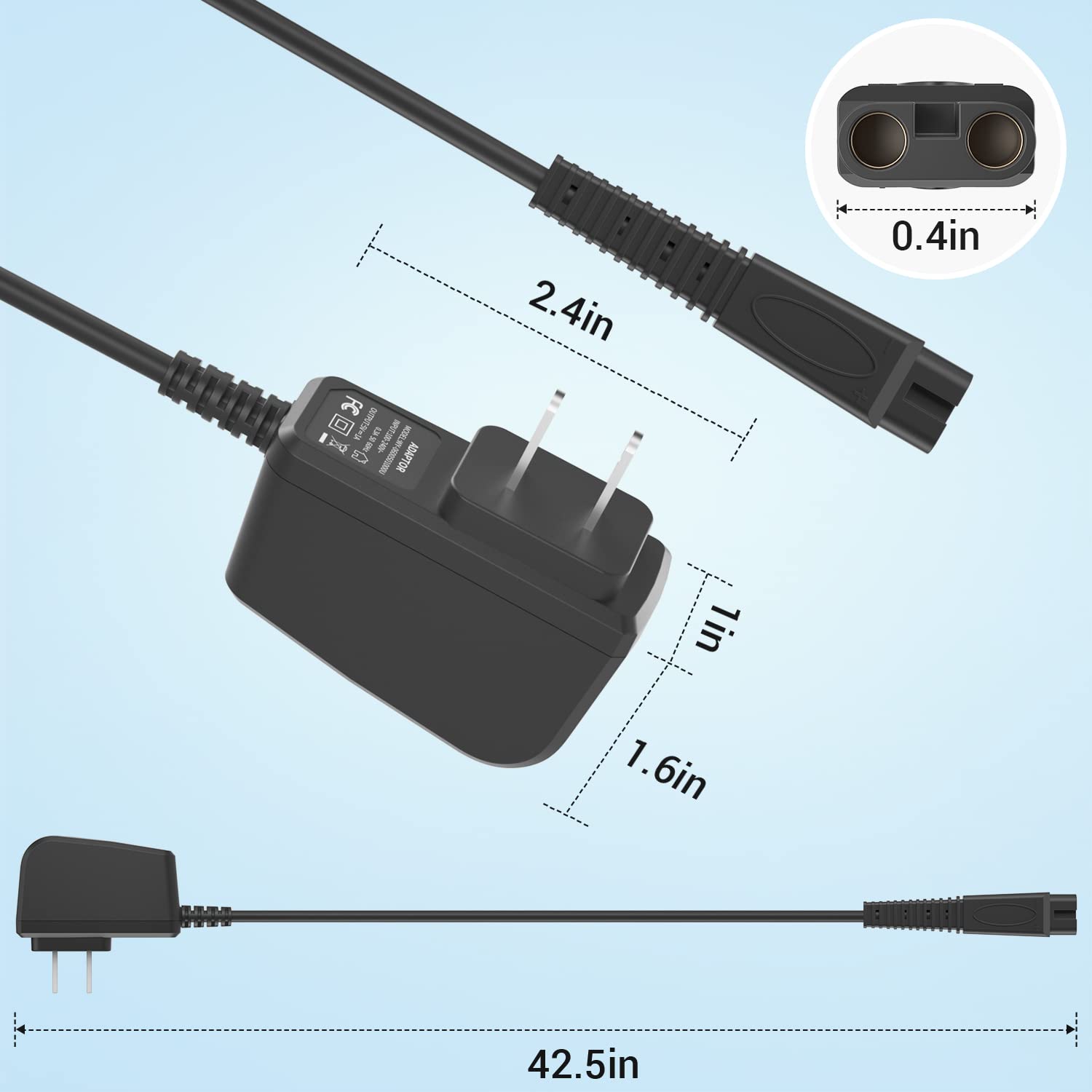 5V AC Replacement Charger for Andis Shaver - Compatible with 17150, 17165, TS-1 & TS-2 Foil Shavers - Perfect for Home, Travel & Salon Use