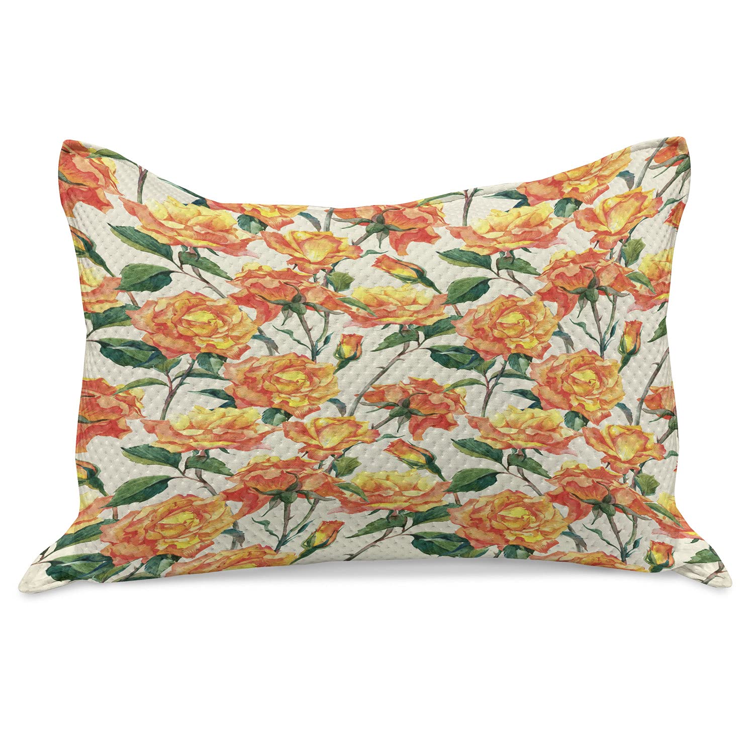Ambesonne Vintage Rose Knitted Quilt Pillow Cover - Classic Rose Bouquet Design with Vibrant Seasonal Colors, Standard King Size (36