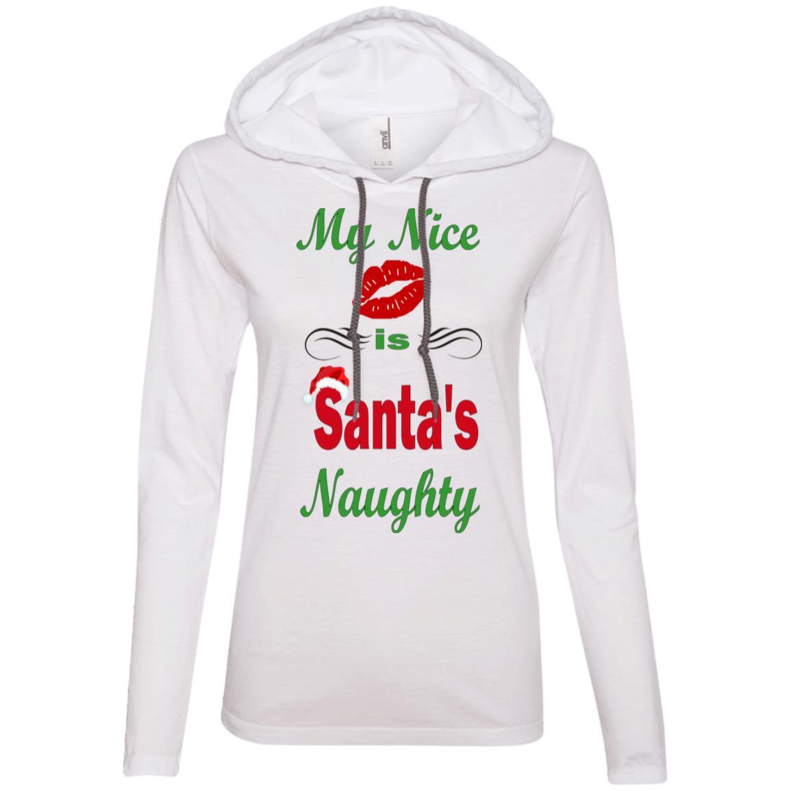Santa's Naughty Ladies Long Sleeve T-Shirt & Hoodie - Funny Christmas Gift for Women - Perfect for Holiday Parties & Ugly Sweater Contests