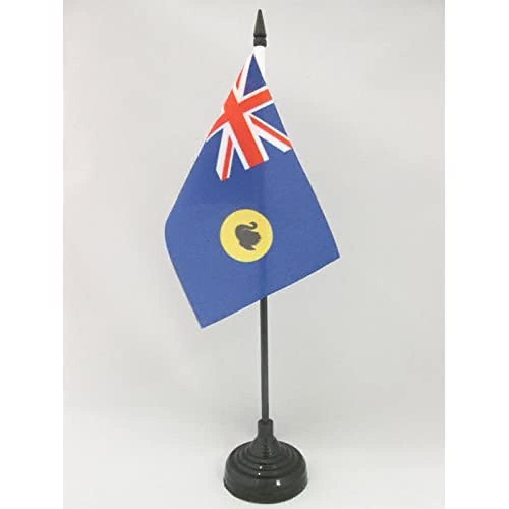 Western Australia Table Flag 4x6 Inches - West Australian State Flag with Black Plastic Base - Perfect for Office Desk, Home Decor, and Travel Souvenirs - AZ FLAG