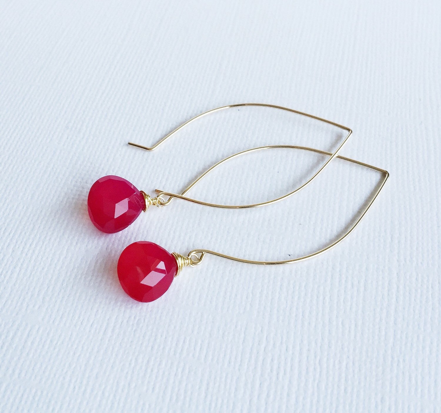 Kalena Ruby Chalcedony Earrings (E252) - Elegant Gemstone Jewelry for Women, Perfect for Parties, Weddings & Special Occasions