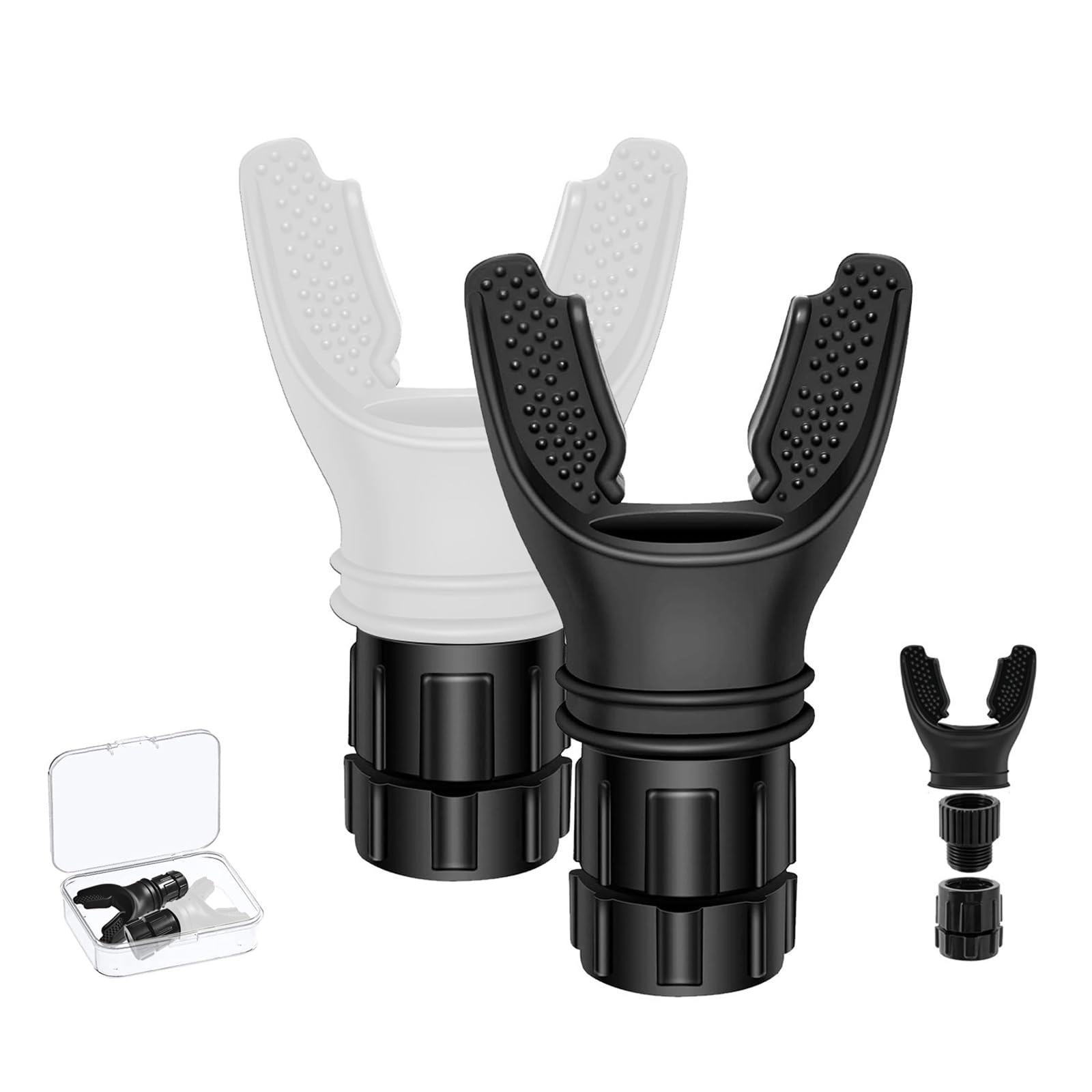 Oxyflow Breathing Trainer - Adjustable Resistance Portable Lung & Muscle Trainer for Endurance & Strength - Ideal for Athletes, Singers & Fitness Enthusiasts - Easy to Clean - Includes 2PCS (Black/White) - Perfect for Home Workouts, Yoga & Respiratory Therapy