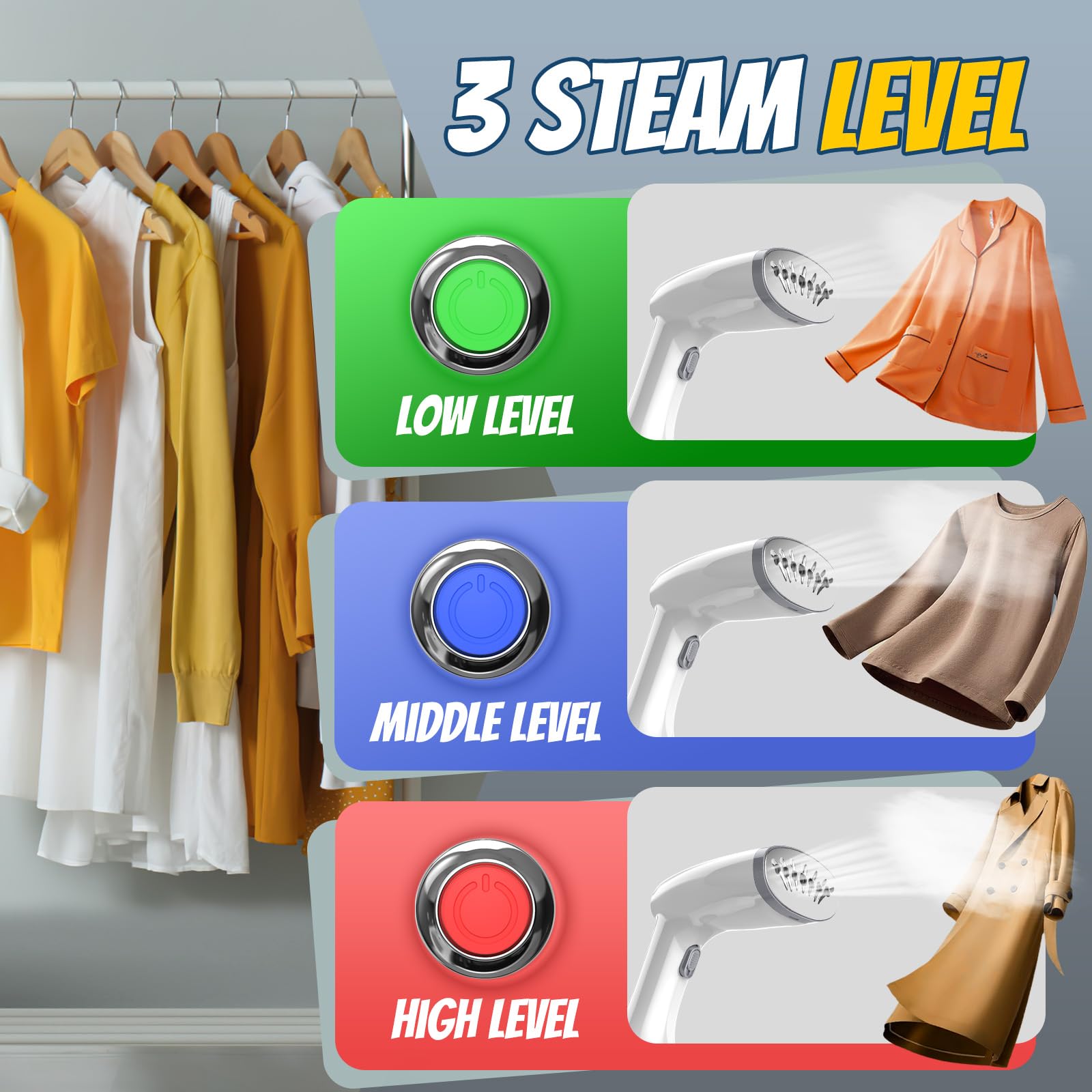 1350W Handheld Clothes Steamer with Ironing Gloves - 3 Steam Modes, 15-Second Heat Up, 380ml Tank & Fabric Brush - Portable Garment Wrinkle Remover for Travel, Home & Office Use