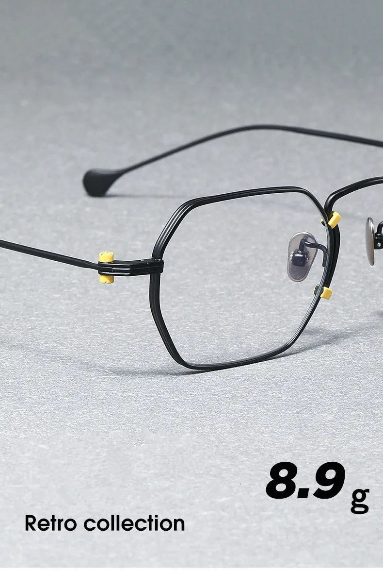 Stylish Unisex Full Rim Flat Top Polygon Titanium Eyeglasses Frame - Lightweight Durable Glasses for Men & Women - Perfect for Office, Reading & Fashion Accessories