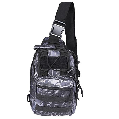 Tactical Military Sling Backpack - MOLLE Outdoor Shoulder Bag with Adjustable Strap for Hiking, Camping & Travel - Durable Black Python Design for Men & Women