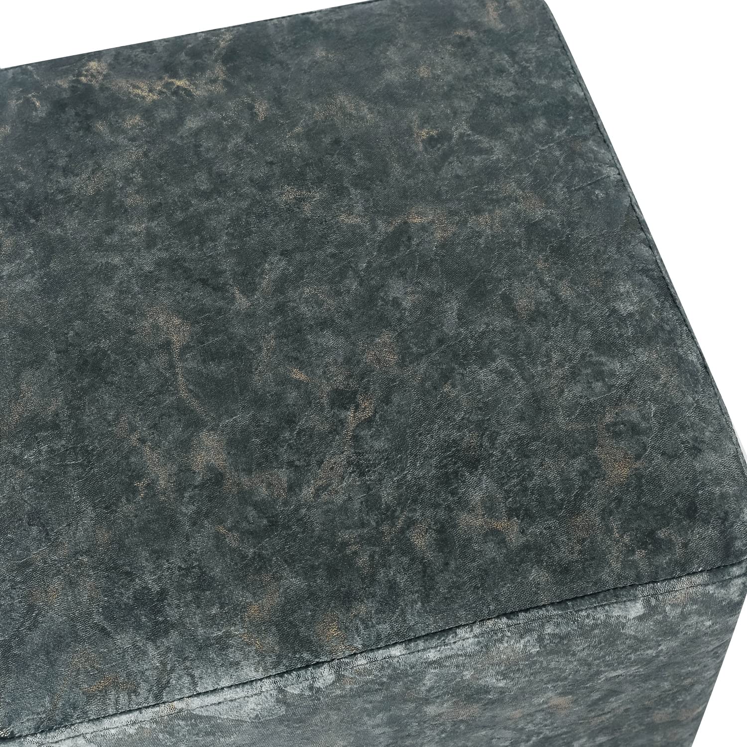 Joveco Square Ottoman Vanity Stool - Fabric Upholstered Footrest & Footstool with Non-Slip Pad - Modern Side Table Seating for Living Room, Bedroom & Home Office - Grey - Perfect for Lounging, Makeup Vanity & Extra Seating