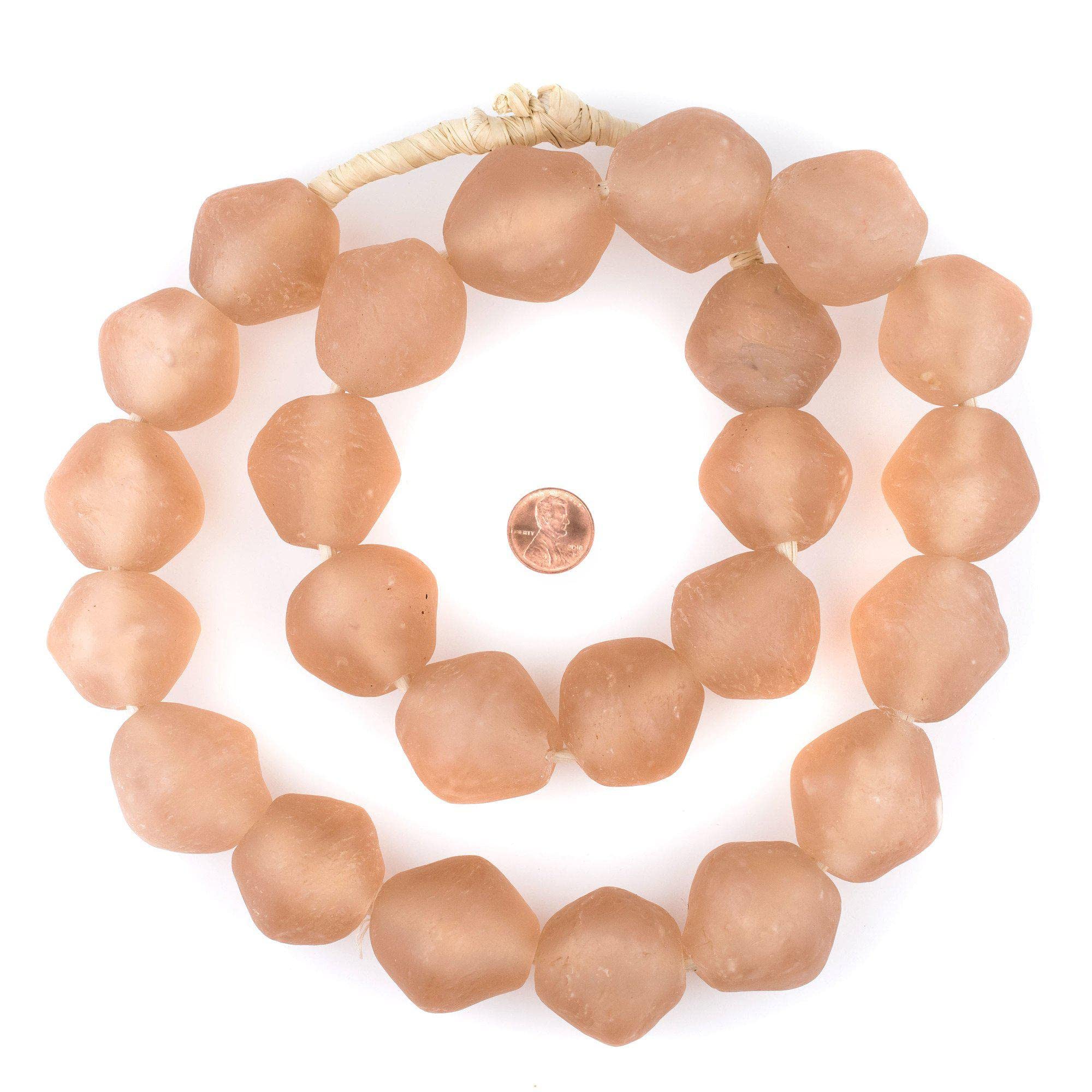 TheBeadChest 34mm Super Jumbo Rose Bicone Recycled Glass Beads - Handmade in Ghana from Eco-Friendly Recycled Glass - Perfect for Jewelry Making, DIY Crafts, and Home Decor Projects