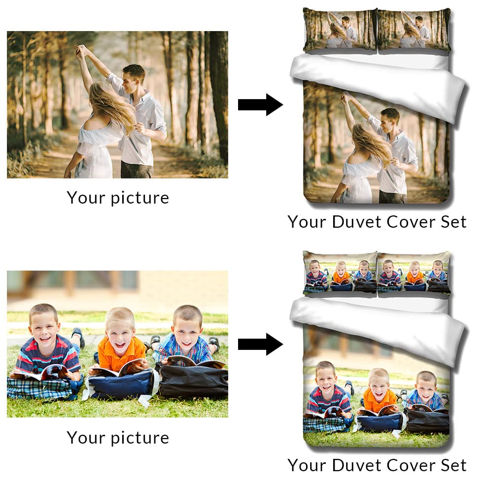 Custom Printed Duvet Cover Set - Personalized Photo, Text & Logo Bedding - 3 Piece Easy Care Zipper Closure for Family, Kids, Couples - Perfect for Birthday, Friendship & Nursery Decor (No Comforter Included) | Home Decor Gift Idea & Cozy Bedroom Upgrade