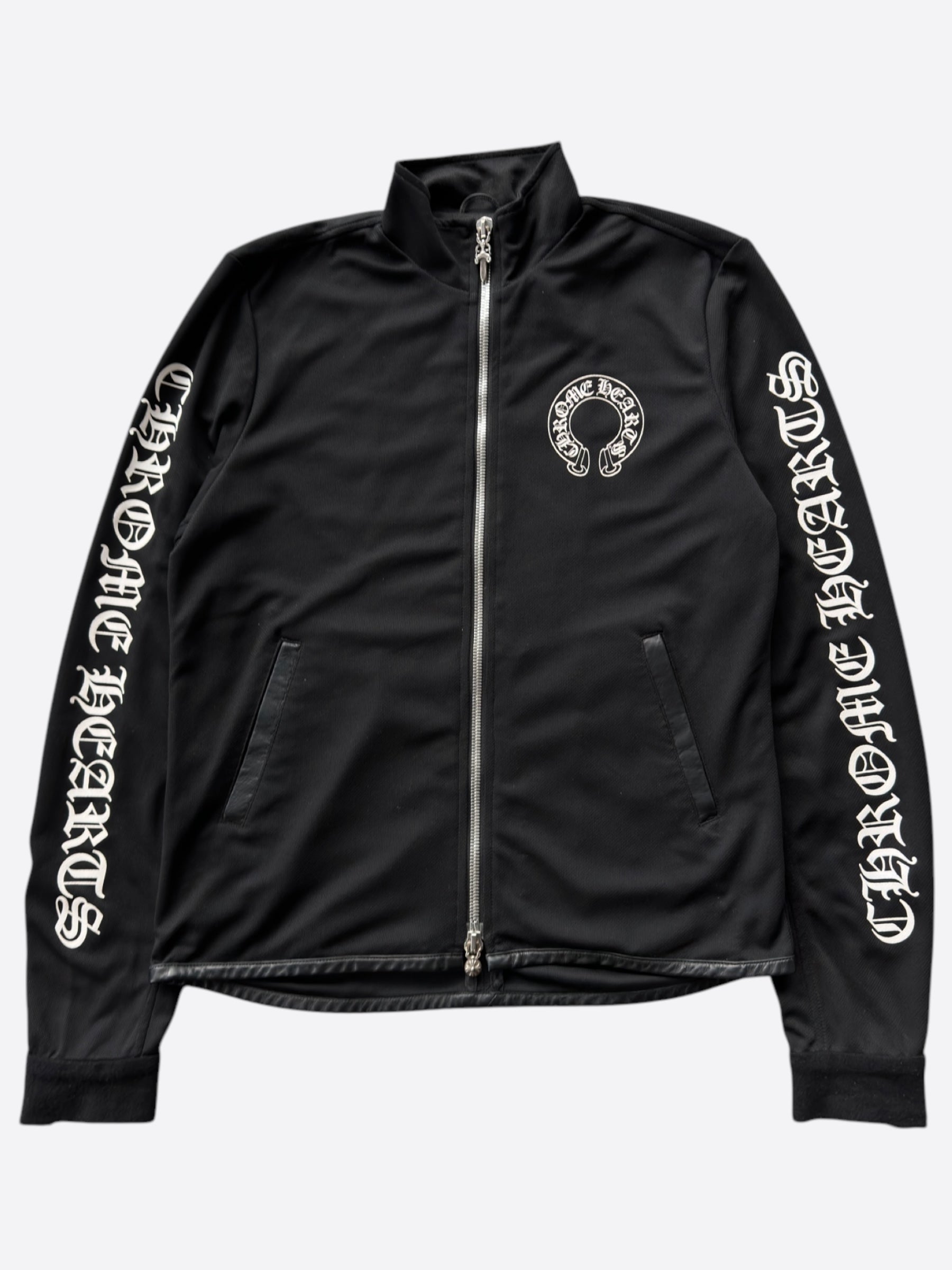 Chrome Hearts Black Horseshoe Logo Track Jacket for Men & Women | Stylish Zip-Up Hoodie for Casual Wear & Street Fashion