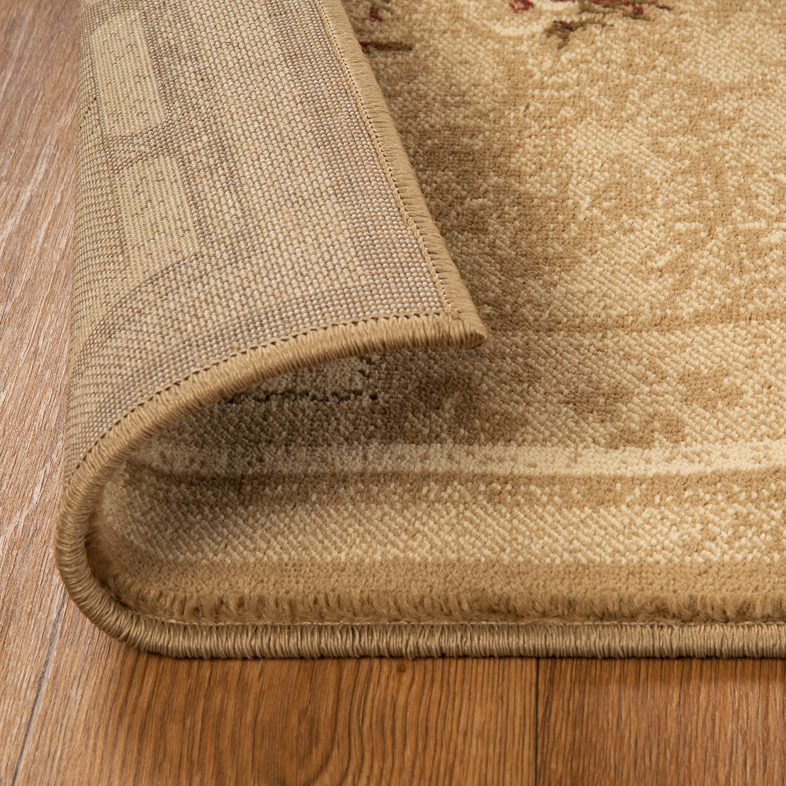 Premium Jute-Backed Plush Area Rug - Modern Farmhouse Floral Design for Living Room, Bedroom, Entryway - Soft & Durable 7' x 9' Brown Indoor Carpet - Perfect for Cozy Home Decor & High-Traffic Areas (Ruban Collection)