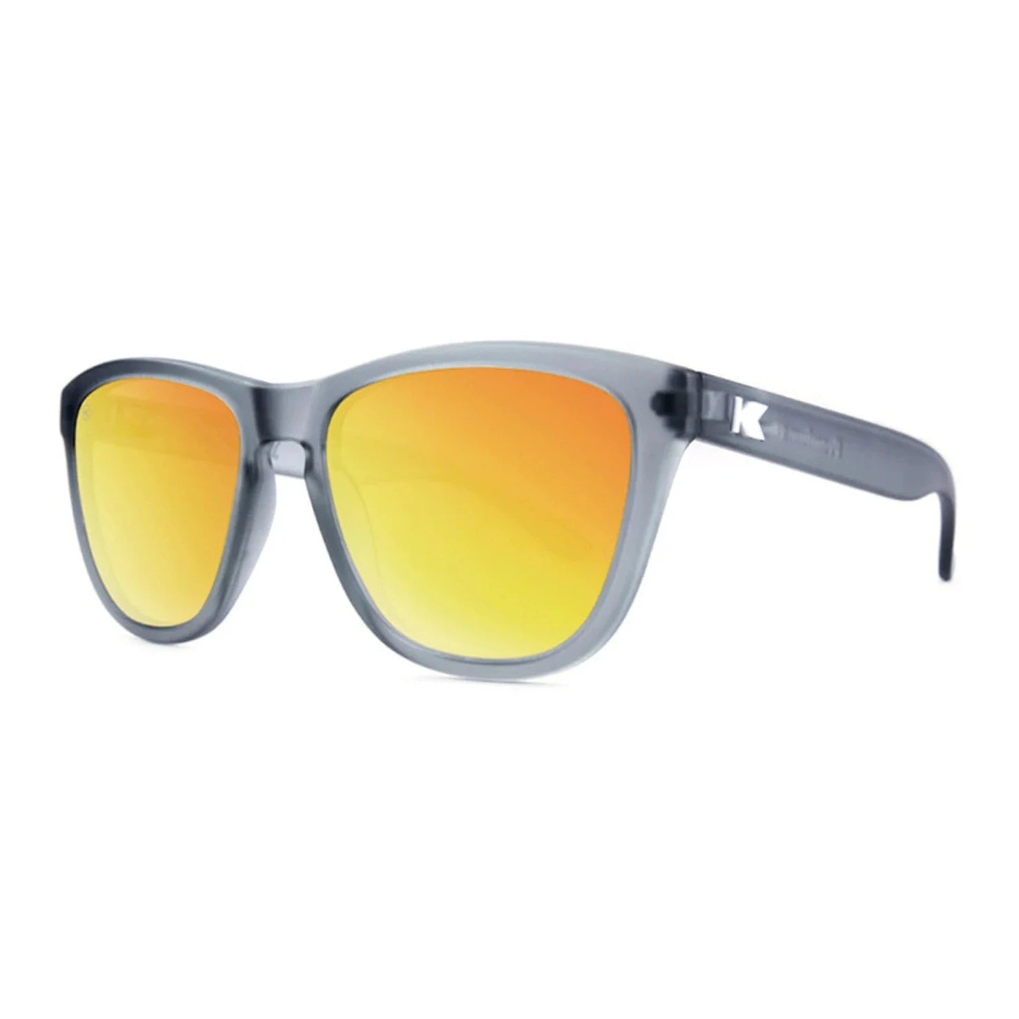 Knockaround Premium Polarized Sunglasses - Frosted Grey/Red Sunset - UV Protection & Anti-Glare - Perfect for Driving, Beach & Outdoor Activities