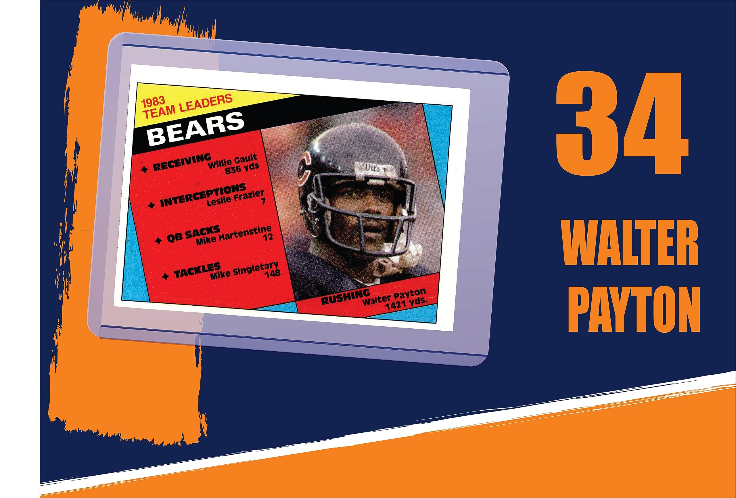 Walter Payton Chicago Bears Football Cards (5-Pack) - Vintage NFL Collectibles for Fans, Gifts & Memorabilia Display