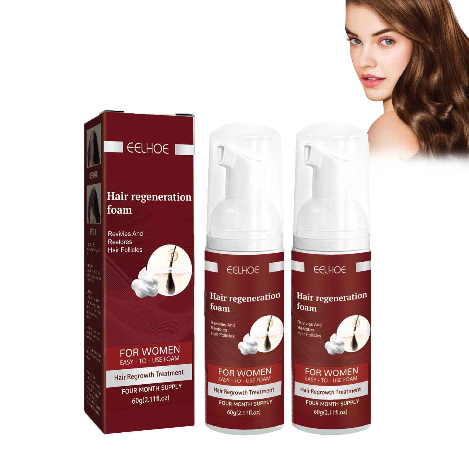 Women's Hair Regrowth & Thickening Foam - Deep Repair Moisturizing Treatment for Fuller Hair Growth (2 Pack) | Daily Hair Care Solution for Thinning Hair & Scalp Nourishment