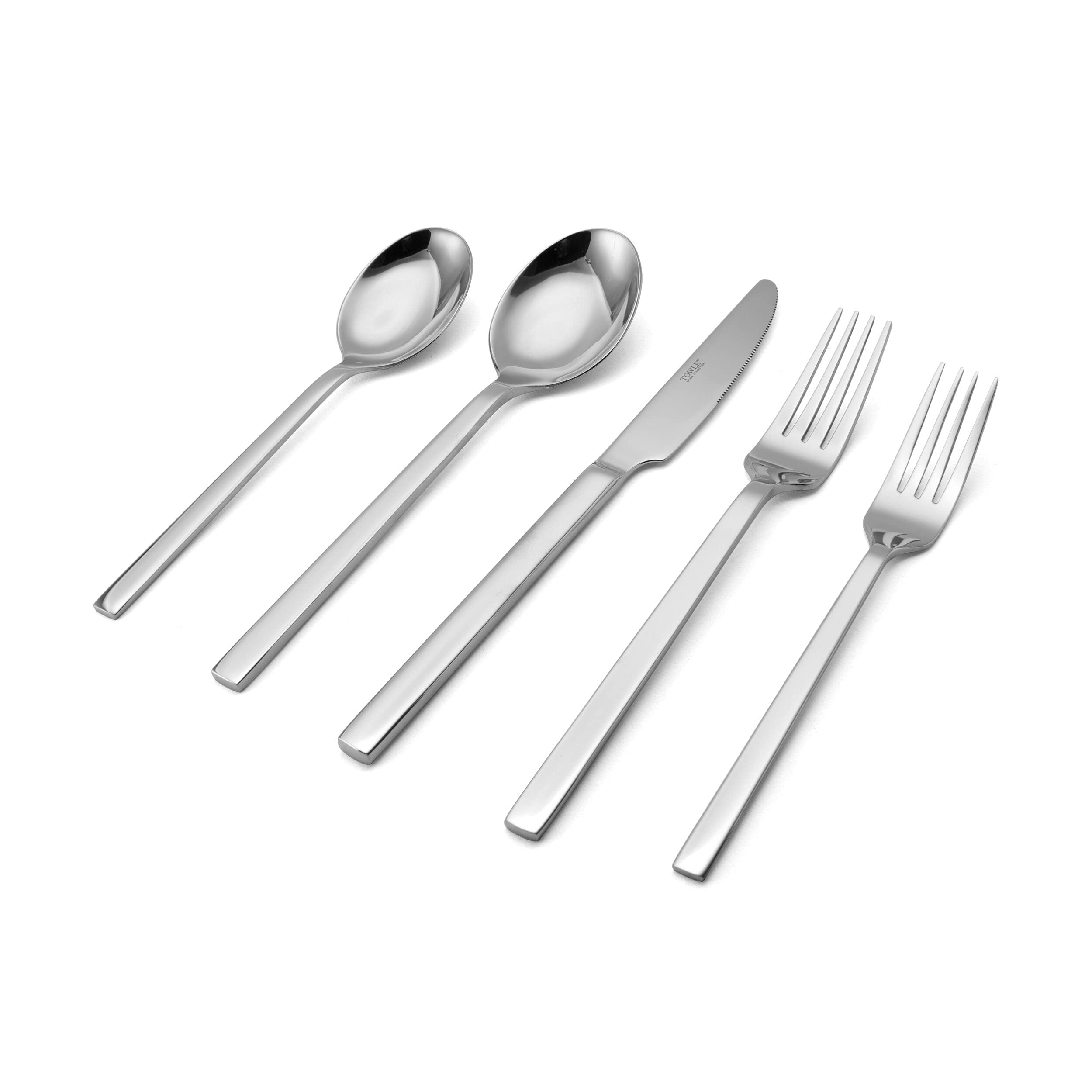 Towle Living Forged Paros 20-Piece Flatware Set in Premium Silver - Elegant Dining Utensils for Formal Dinners, Weddings & Special Occasions